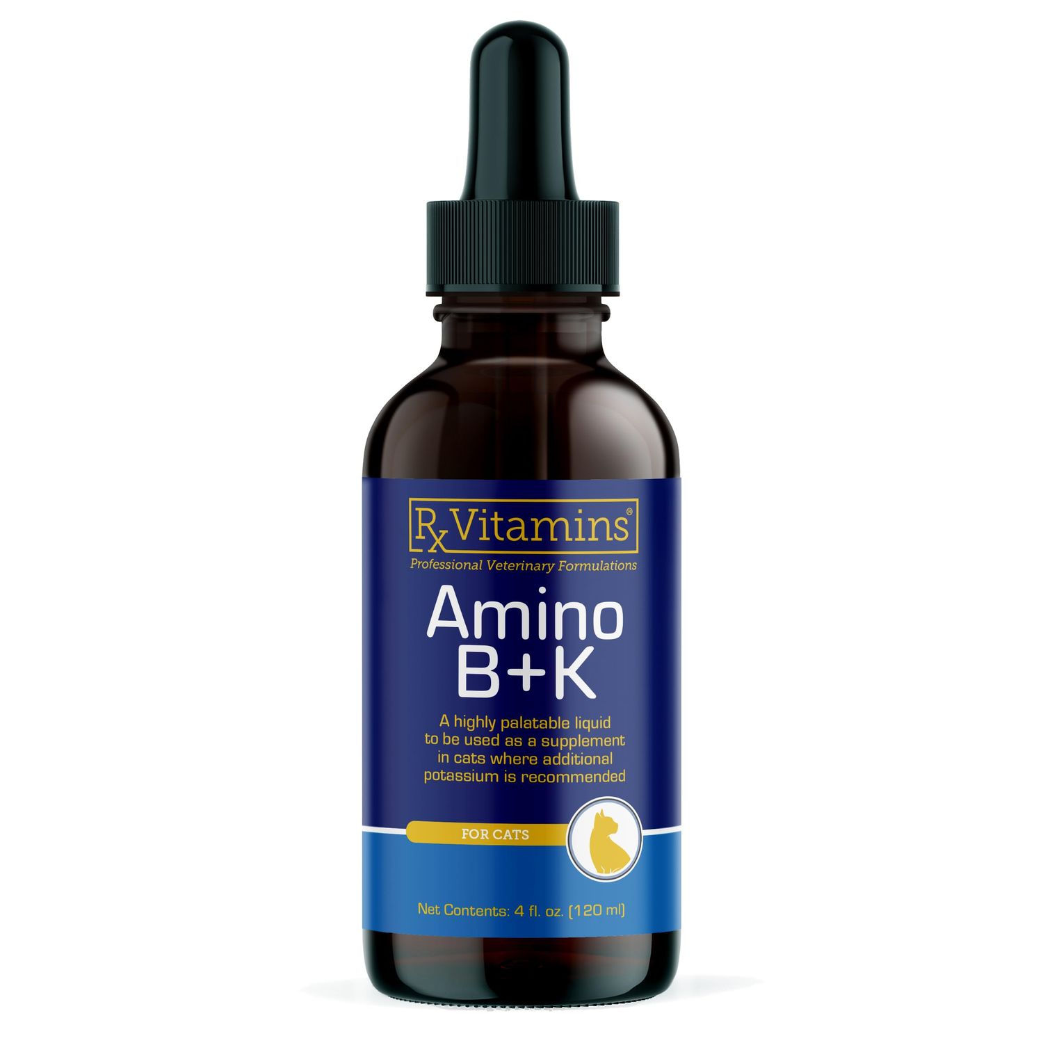 Rx Vitamins Amino B+K - Cat Vitamin B & Potassium Supplement for Cats - with Amino Acids Taurine & Lysine - Aids in Cat Kidney Support & Immune Support for Cats - Liver & Bacon 4oz