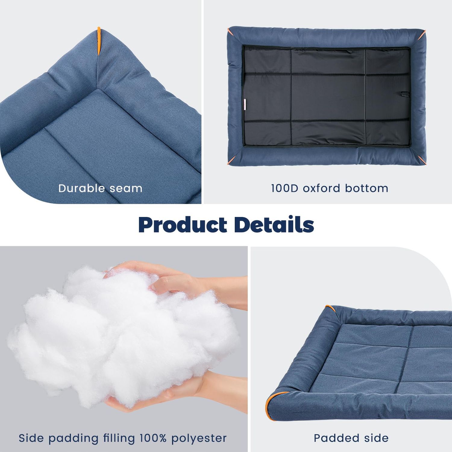 Miguel Oxford 900D Outdoor Waterproof Dog Bed for Metal Dog Crates Water-Resistant All Weather Pet Mat Durable Easy Wipe Clean Travel Indoor Outdoor Puppy Cat Crate Bed 30inch, Blue