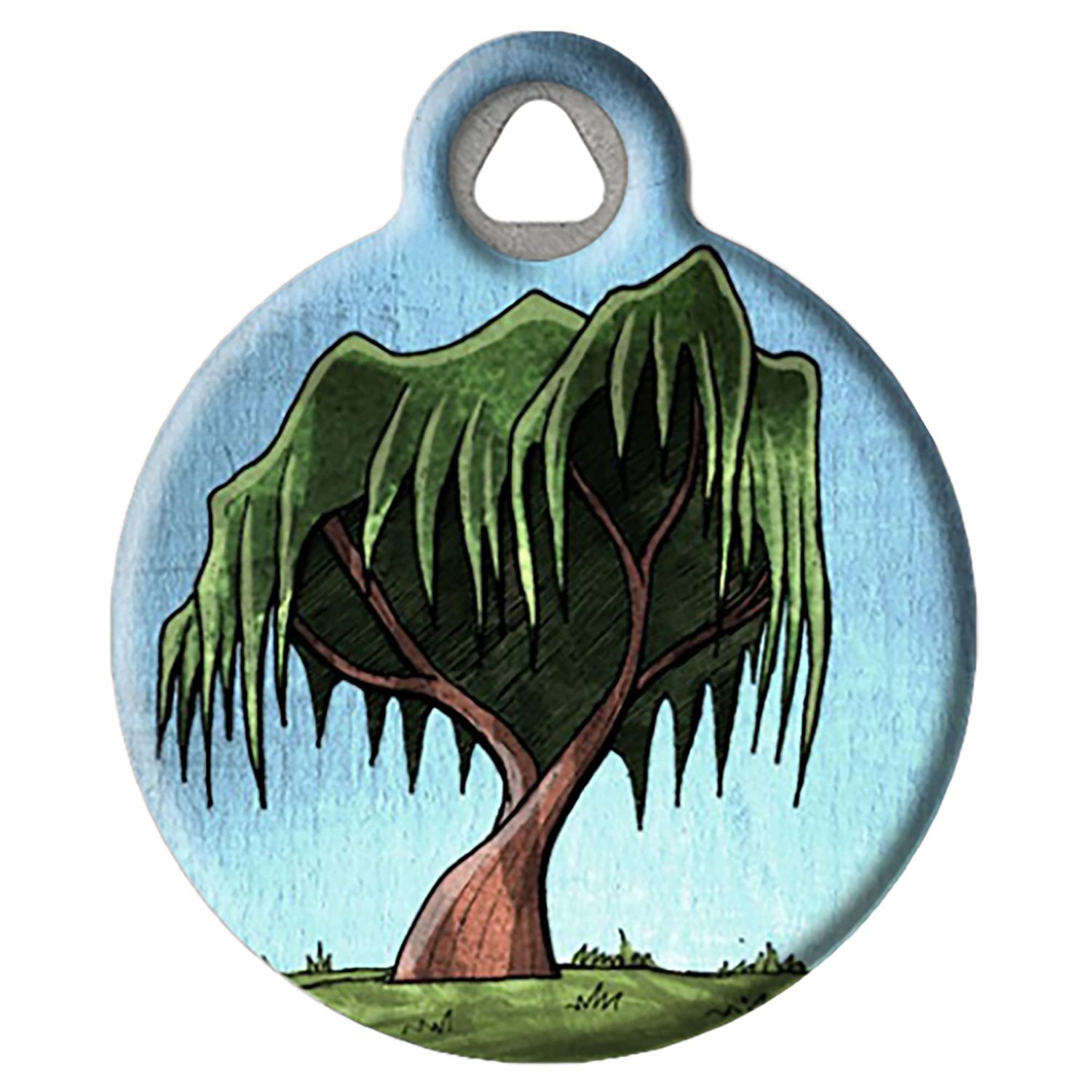 Dog Tag Art Nature and Outdoors Custom Pet ID Tag for Dogs and Cats, Personalized Dog Tag with Customized Identification, Willow Tree, Large (1.25" Diameter)