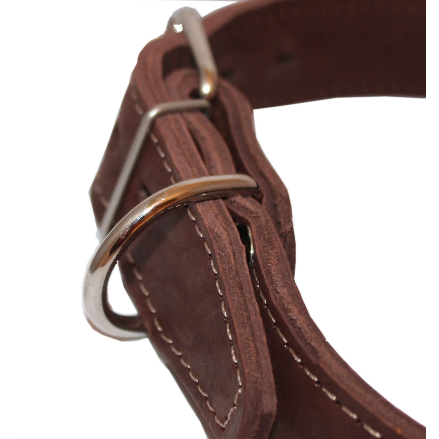 Dogs My Love Genuine Leather Reflective Dog Collar 26"x1.5" Brown Fits 18"-23" Neck