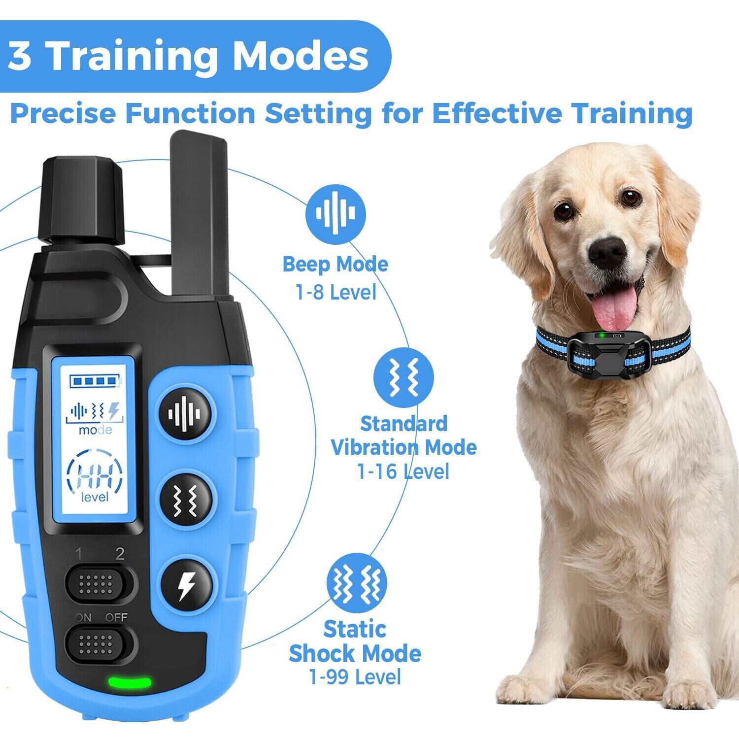 Dog Pet Training Collar Rechargeable Waterproof Electric Anti Bark Shock 3300 FT