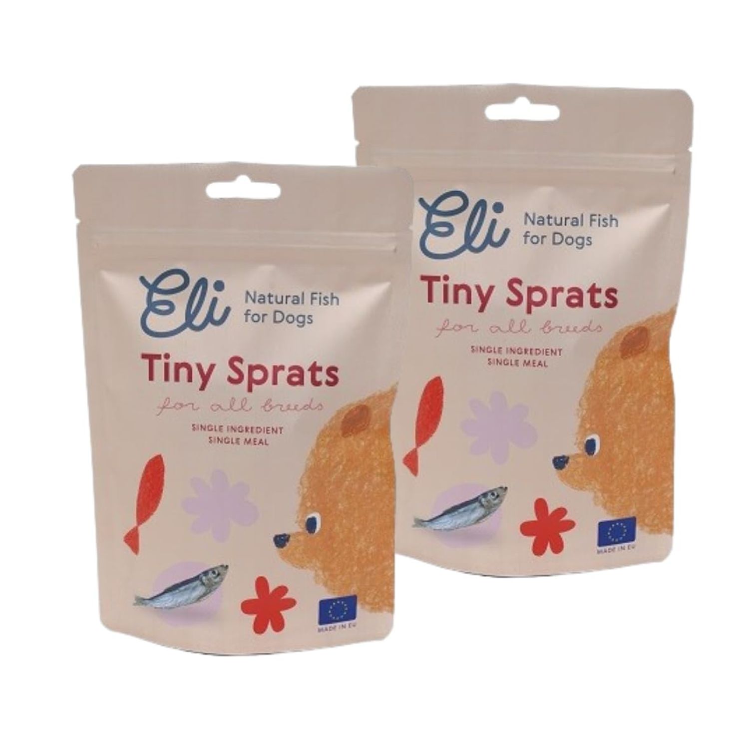 Eli 2 Pack of Baltic Sprats 3 oz - Pet Treats Fish Dog Treats - Single Ingredient Dog Treat - with Omega 3 & 6 Fatty Acids to Support Skin & Coat - 100% Whole Fish - Wild Caught Baltic Sprat