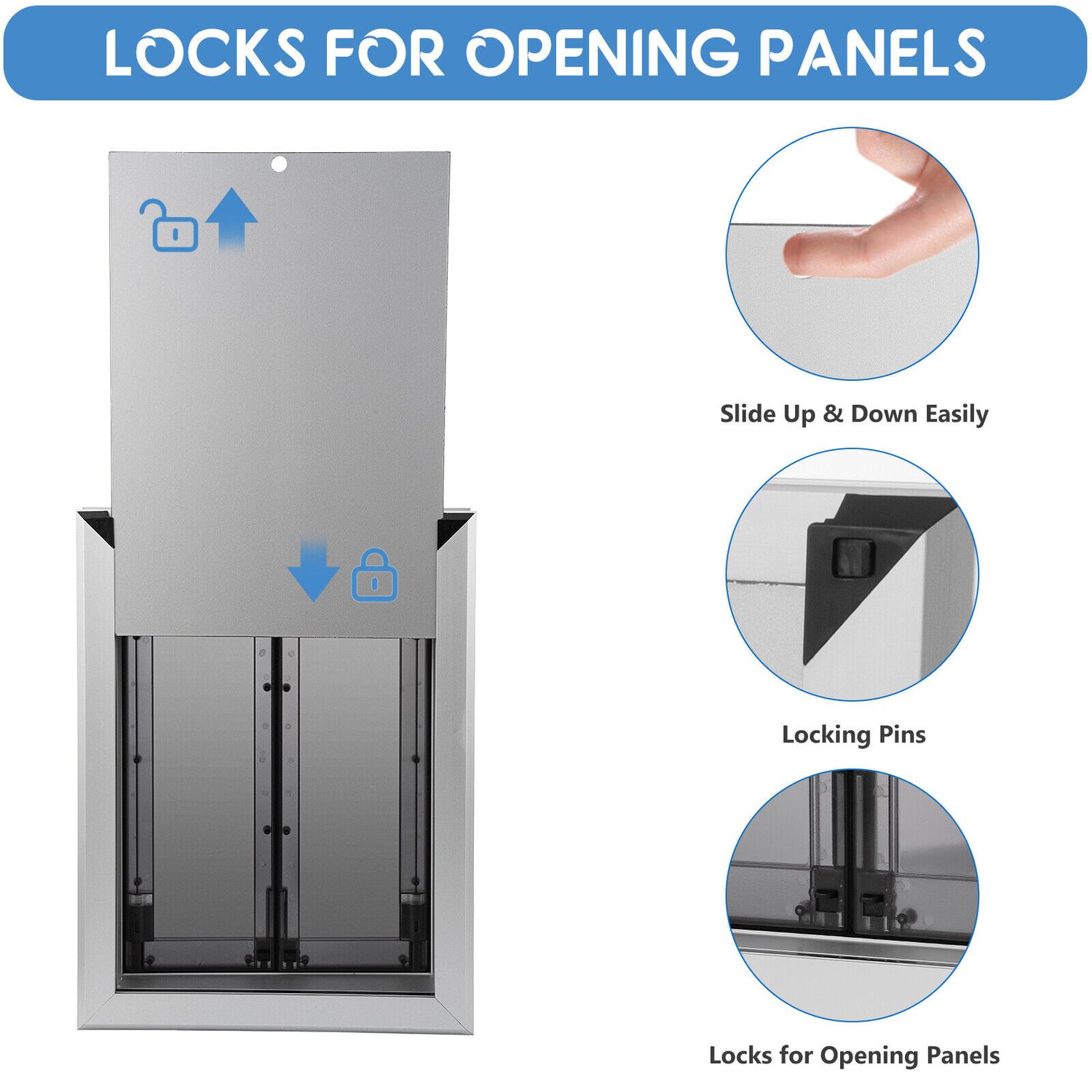 Extra Large Dog Door Aluminum Pet Door Double Panels Automatic Close 16''x21''