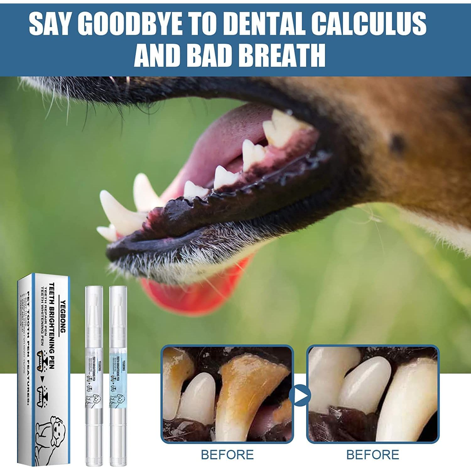 Pet Dog/Cat Teeth Cleaning Pen for Dental Care,Pet Teeth Whitening Pen Tool，Dog Tartar Dental Stone Cleaning 5ML