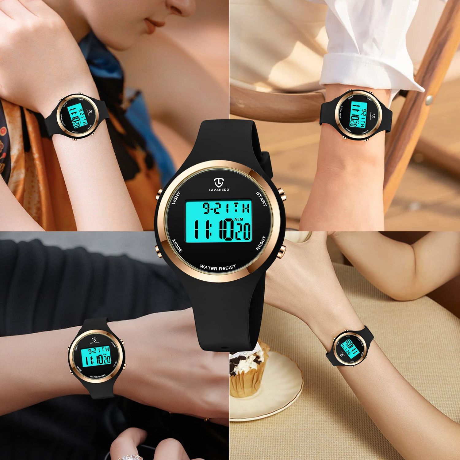 L LAVAREDO Watches for Women 3ATM Waterproof Outdoor Digital Sport Watches Stopwatch Wrist Watch with Alarm Clock, Gifts for Women/Girls