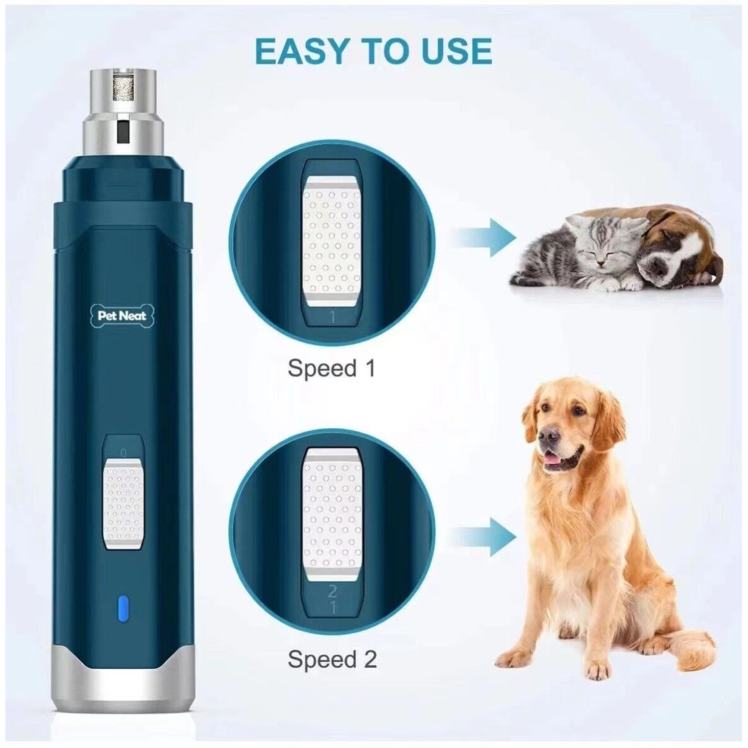 Electric Dog Pet Cat Nail Grinder Trimmer USB Charge Clipper Professional