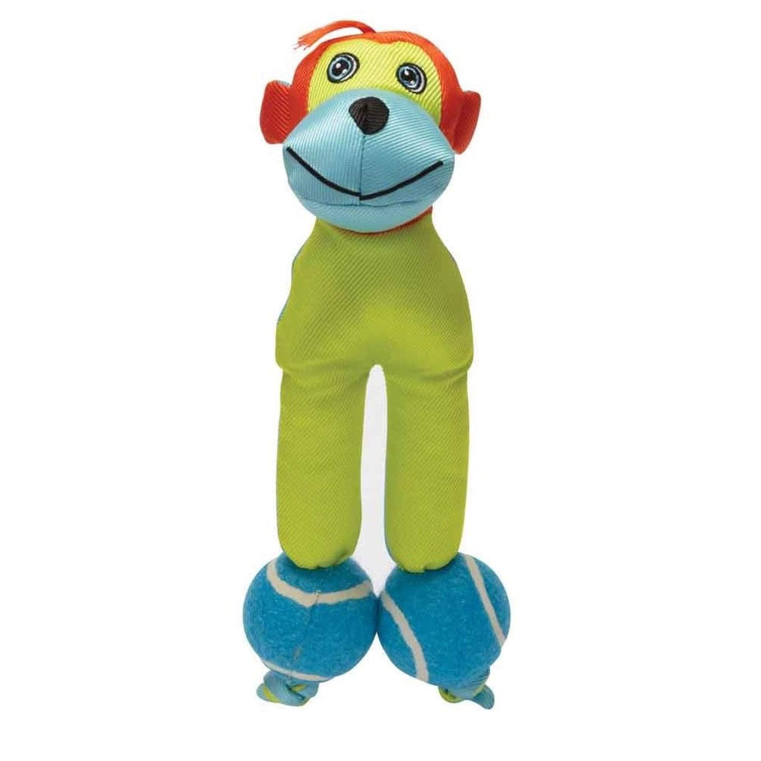 MPP Dog Toy Indoor Outdoor Play Bright Double Tennis Ball Cuddle Chew Tug Toss Fetch (Blue Dog)