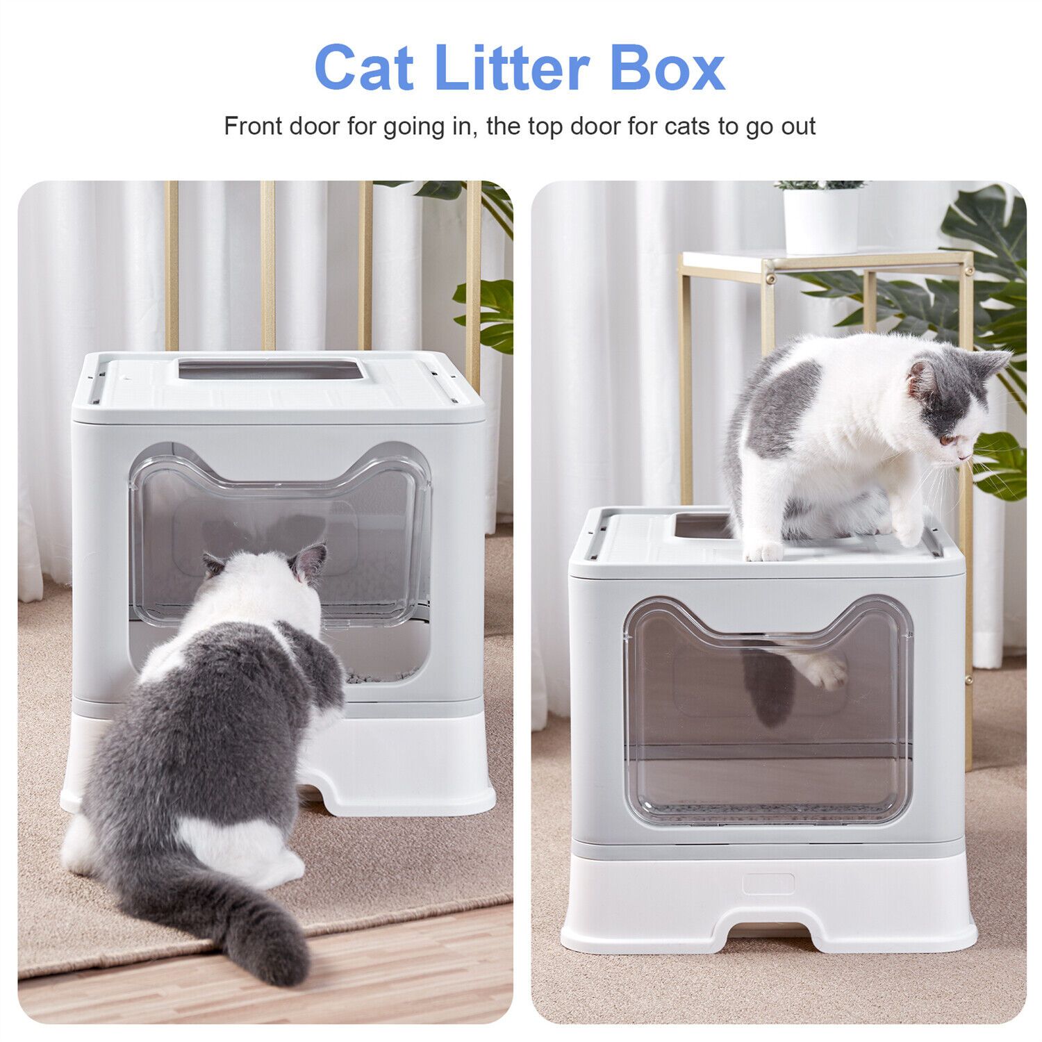 Self-Cleaning Cat Litter Box Large Cat Pan Drawer Anti-Splashing Cat Potty Tray