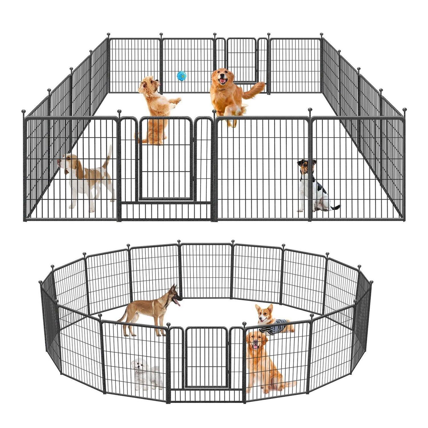 32 Inch Heavy Duty Dog Playpen 16 Panels Exercise Pen Pet Fence Cage with Door