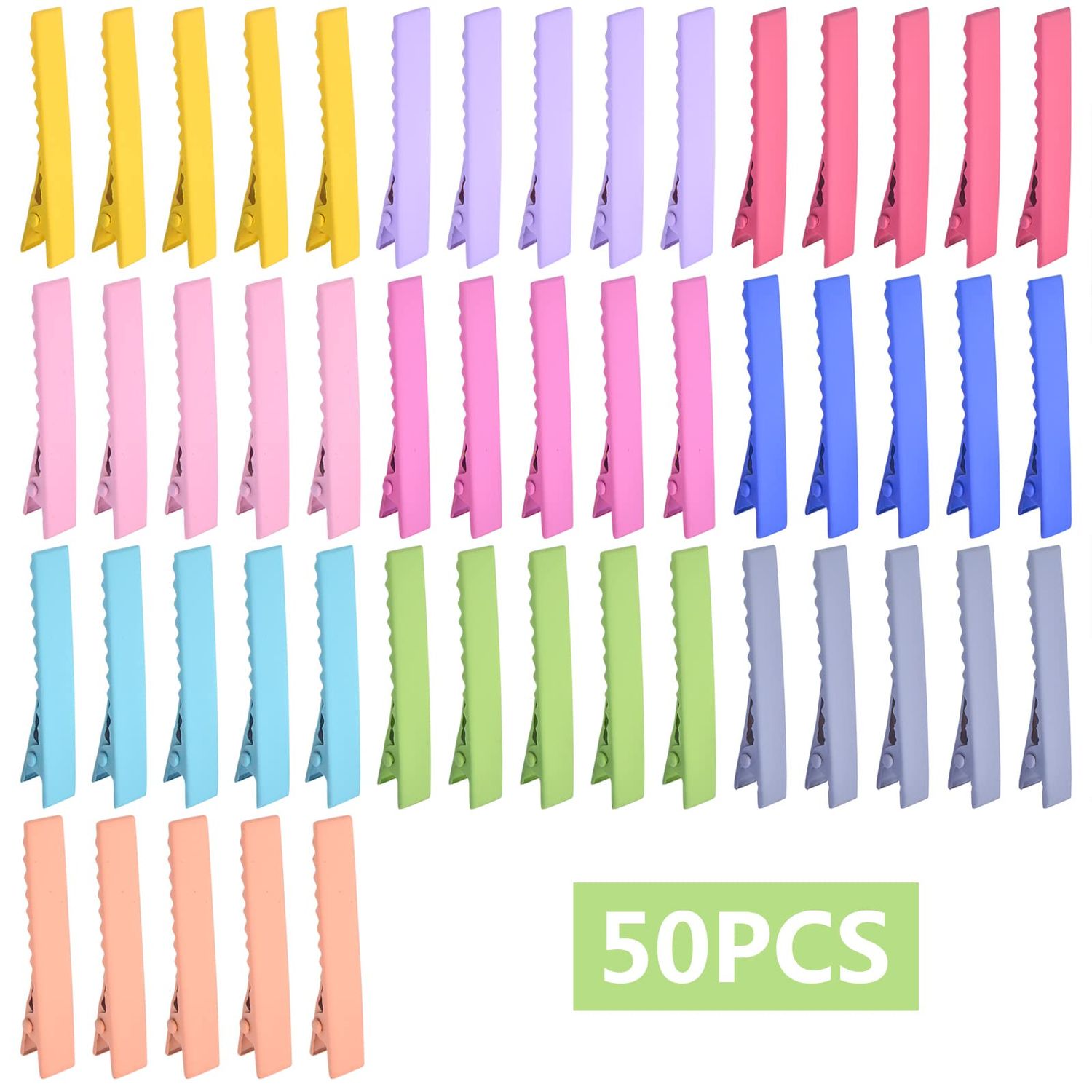 50pcs 10 Colors Alligator Hair Clips Metal Duck Bill Hairclips Single Prong Non-slip Hair Barrette Sectioning Hairpins for Women Girls Salon Styling DIY Accessories