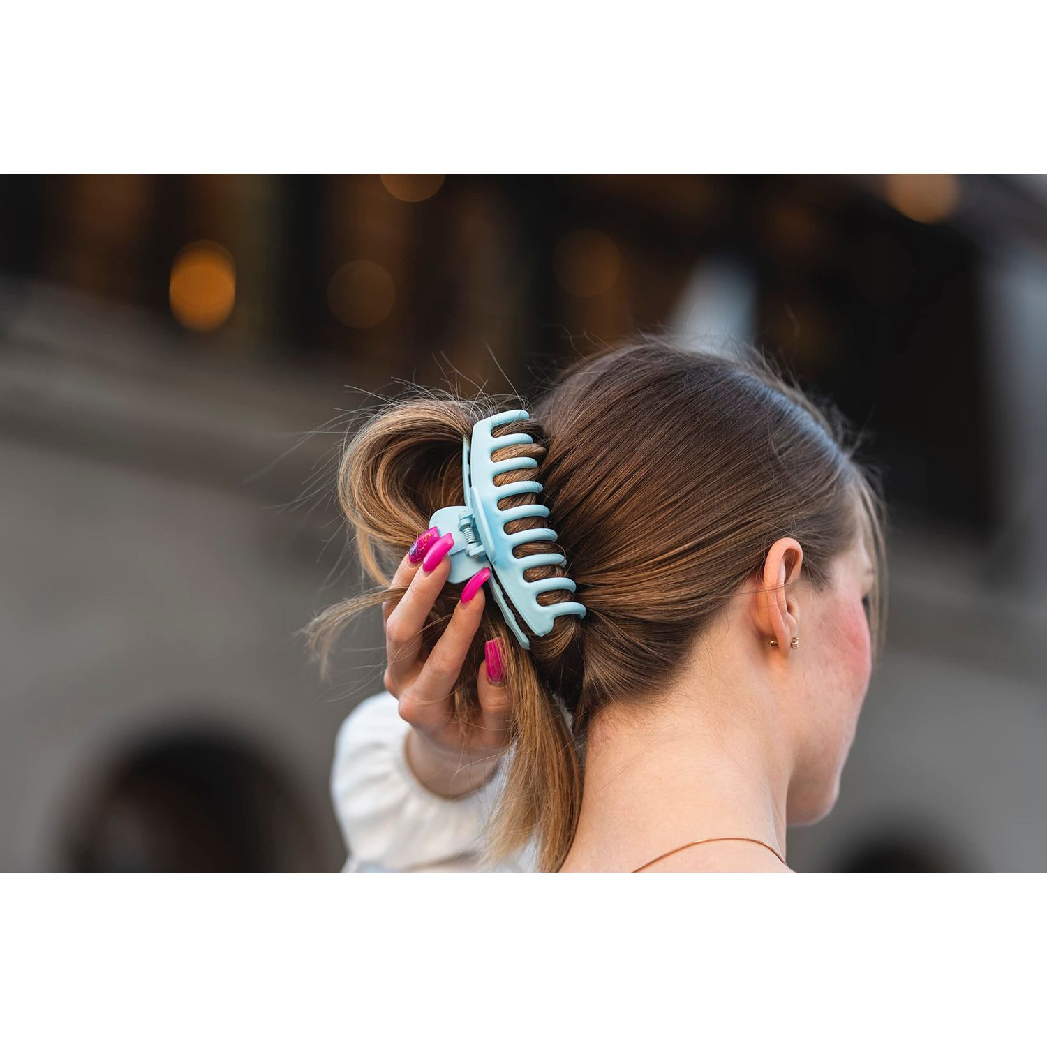6Pcs Hair Claw Clips for Women Flower Hair Claw Clip Strong Fixation Claw Medium Fashion Square Hairclips Cute Styling Clips Hair Accessories Gift for Girls Thick Hair (Rainbow)