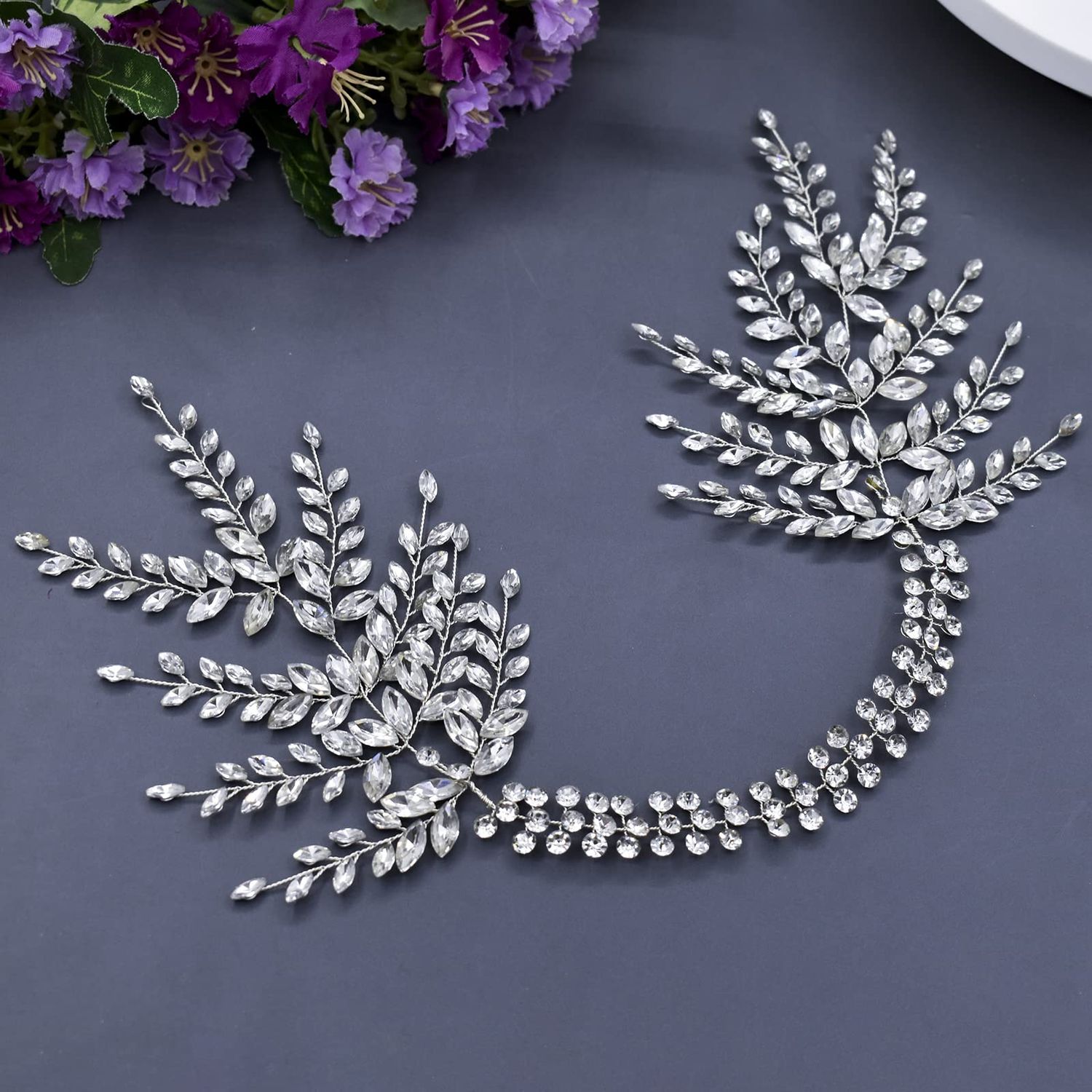 LOVFOIVER Bride Headpieces for Wedding, Rhinestone Bridal Headband, Handmade Wedding Hair Accessories for Brides
