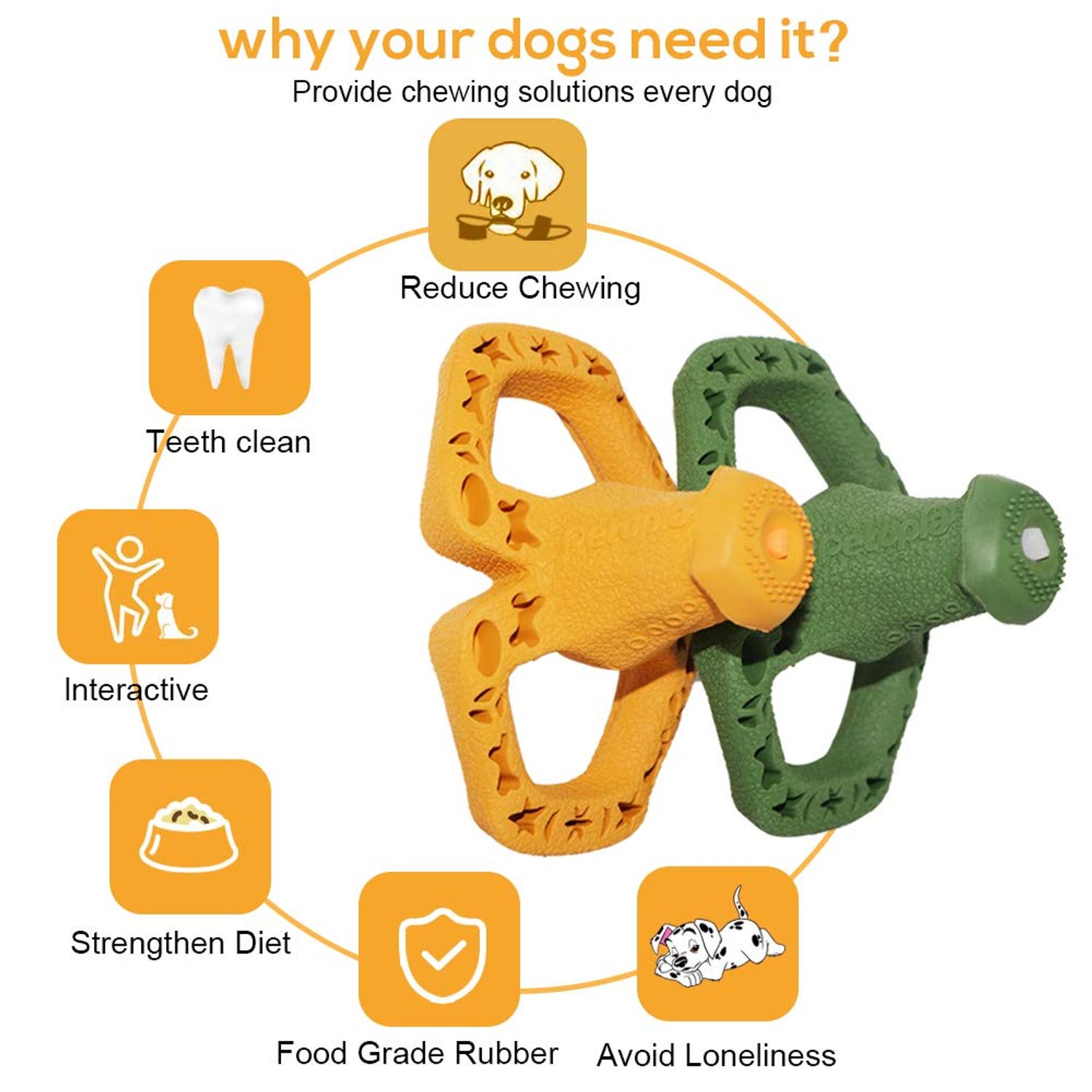 M.C.works Puppy Chew Toys Teething Pacifier, Small Dog Teething Rings Toys for Puppies Within 2 Month, Treat Dispensing Toy Soft Rubber, Newest Design Pack of 2.