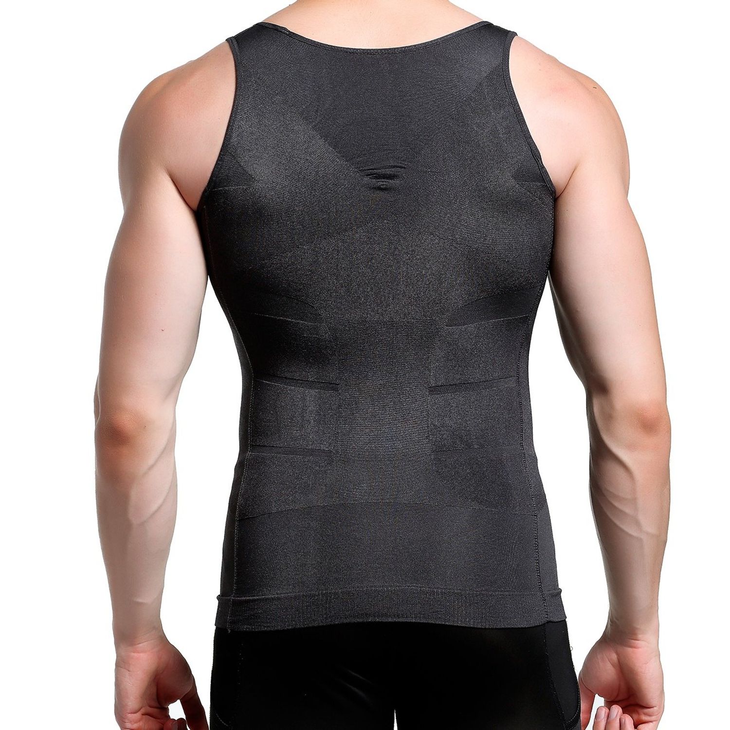 GKVK Mens Slimming Body Shaper Vest Shirt Abs Abdomen Slim,S(chest size76cm-81cm/30inches-32inches),Gray