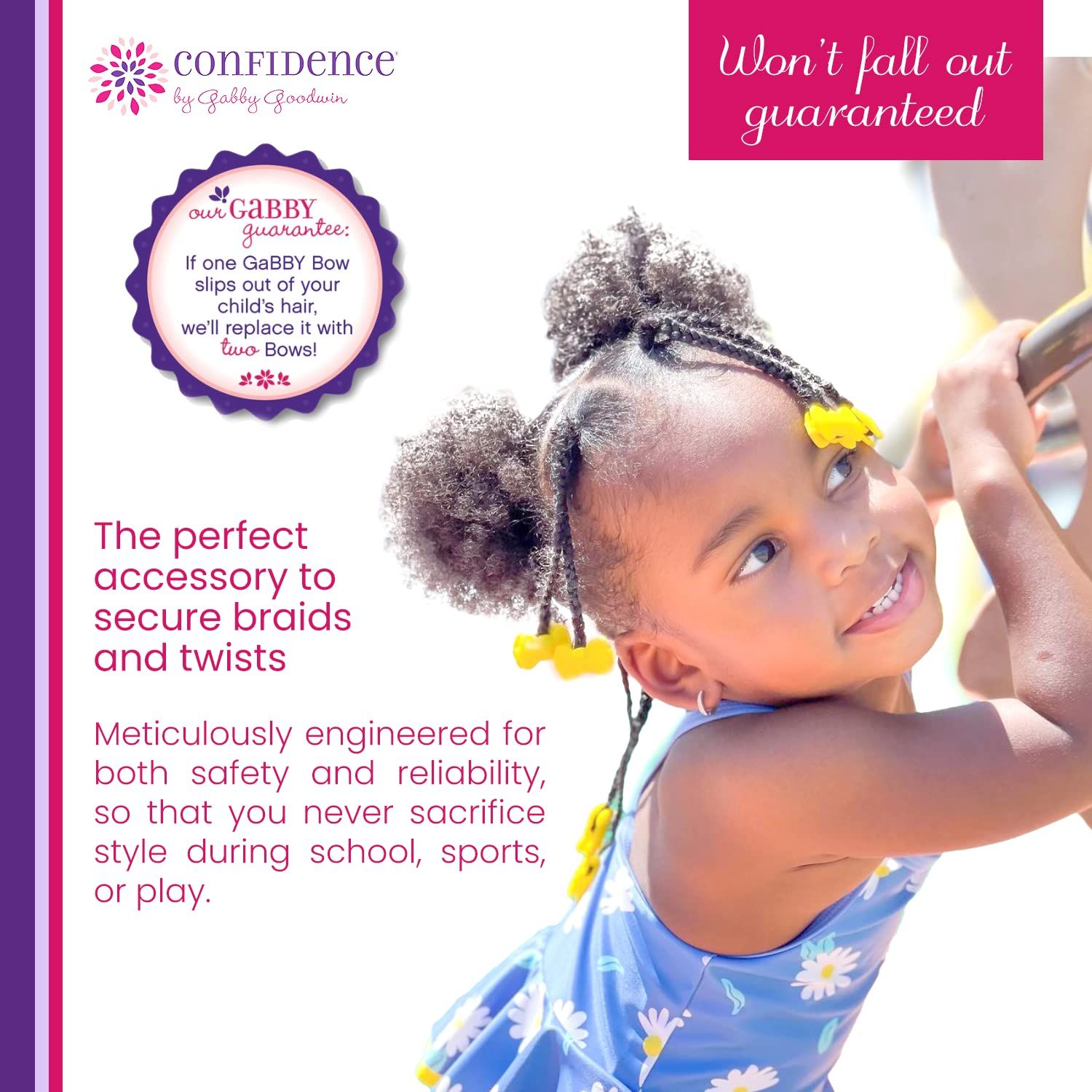 Confidence - GaBBY Bow Sweet Pea Design - Patented Non-Slip Barrettes – 50 Pack – 5 Flower Colors - Includes Children's Book