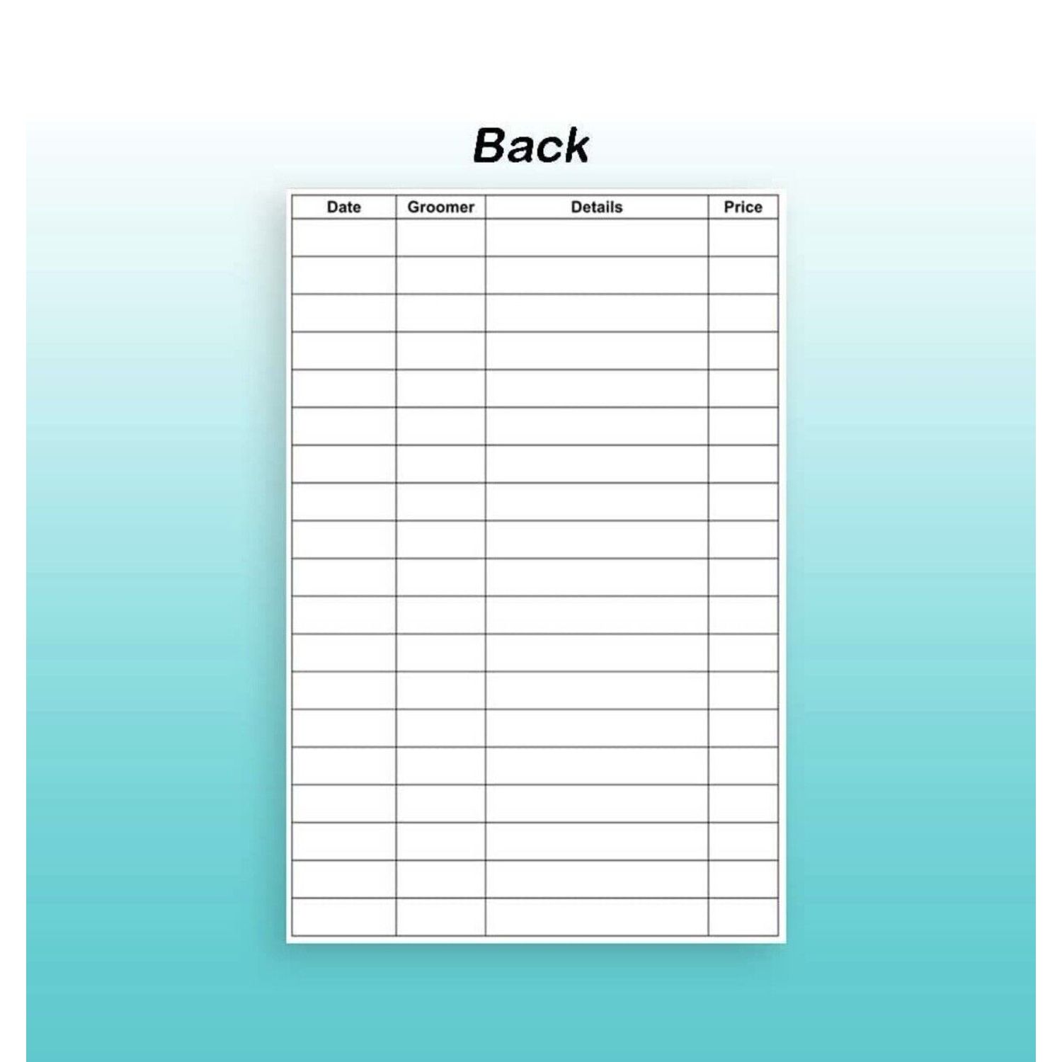 Dog Grooming Customer Profile Info Index Clip Cards Cat Pet Groomer 4x6 50 Ct
