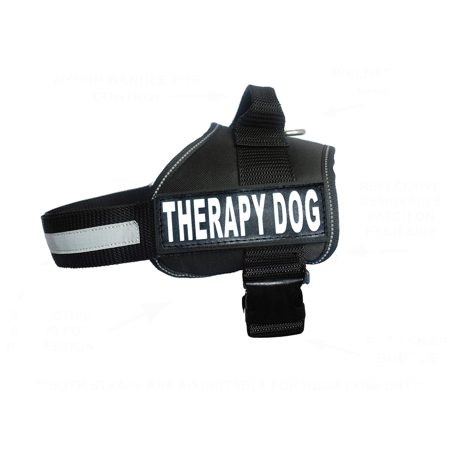 Therapy Dog Harness Service Working Vest Jacket,Purchase Comes with 2 Therapy Dog Reflective Removable Patches. Please Measure Dog Before Ordering.