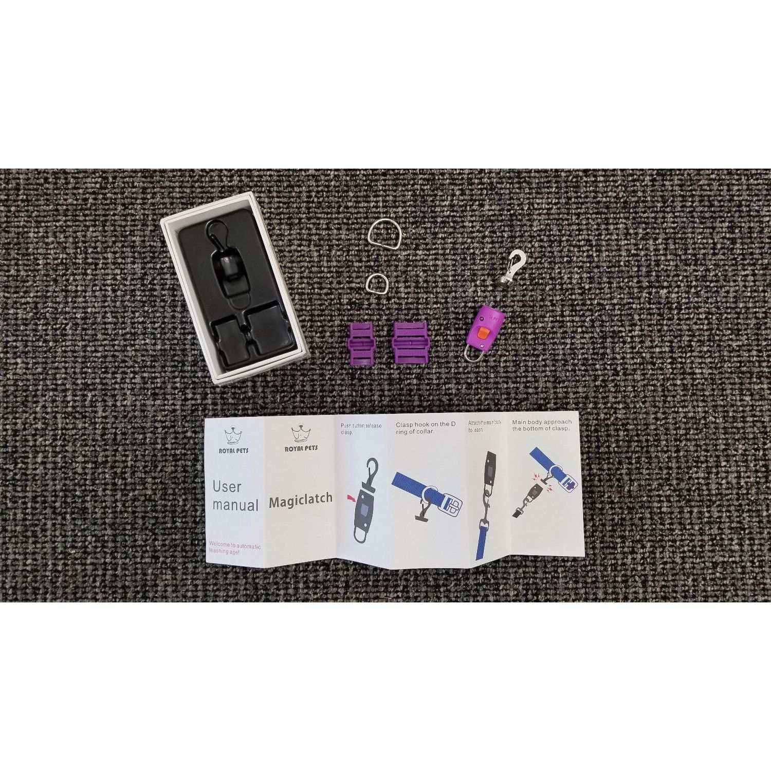 Quick Connect Magnetic Pet Collar and Pet Leash Connector - PURPLE color