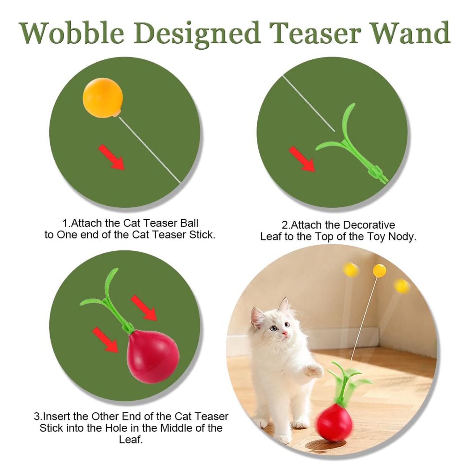 Abnaok 2-in-1 Cat Toy, Cat Interactive Toys for Indoor Cats Kitten Tumbler Balls Kitty Feather Toy, Cat-Digging Hole Toy Suitable as a Birthday Gift