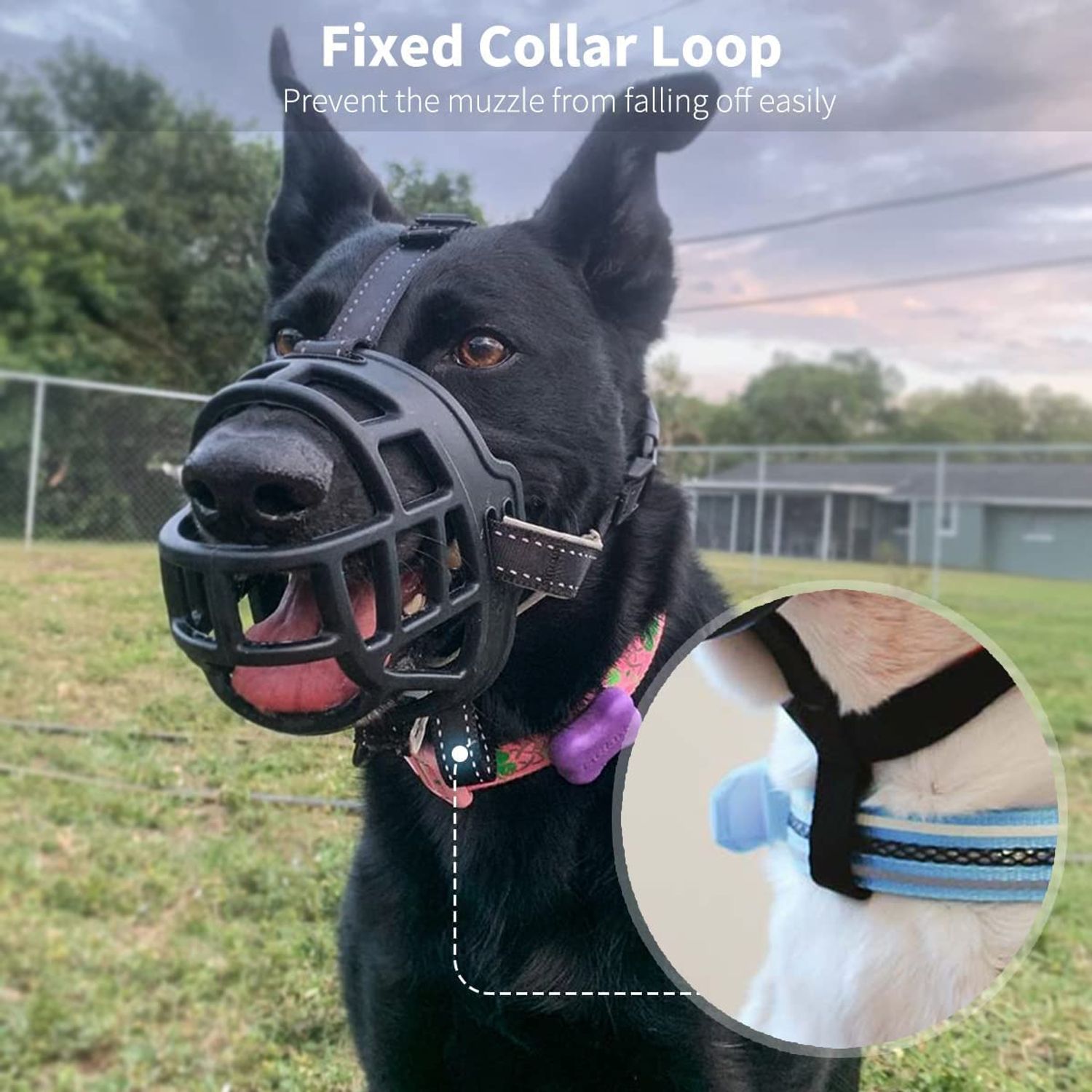 BARKLESS Dog Muzzle,Soft Basket Silicone Muzzles for Dog, Best to Prevent Biting, Chewing and Barking, Allows Drinking and Panting, Used with Collar