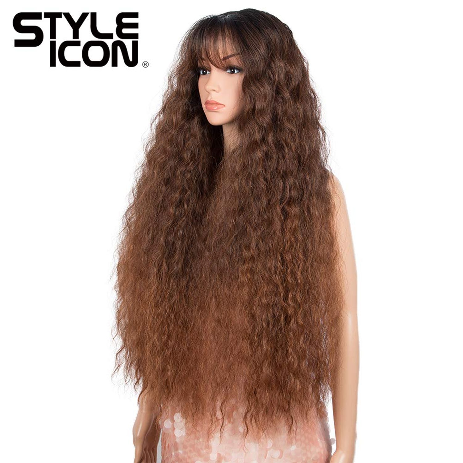 Style Icon Y Part Lace Wigs 32" Middle Part Lace Front Wigs Synthetic Wigs Ombre Lace Wig Density 130% (Y-Part Lace Wigs, TAT1B/33D/130E)