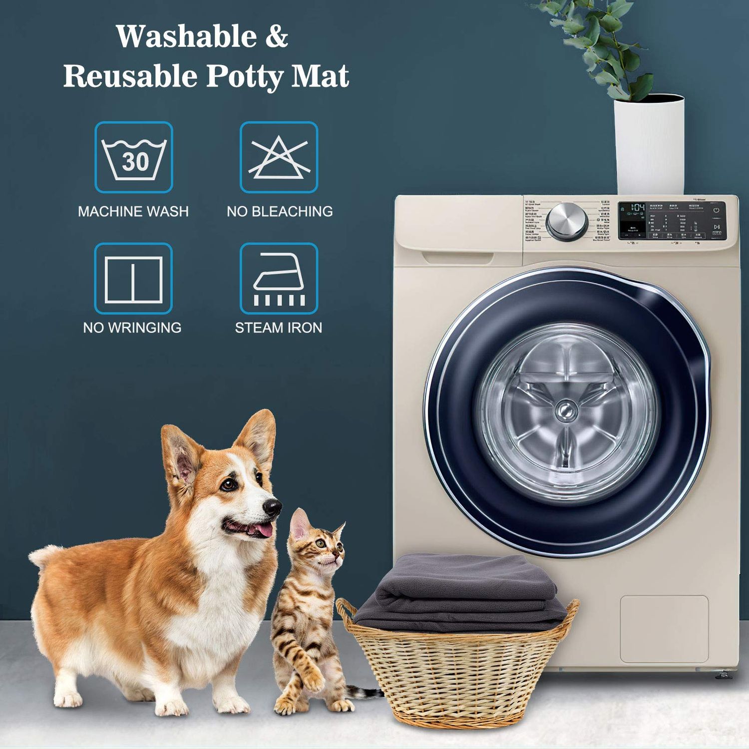 SIWA MARY Reusable Pee Pads for Dogs, 48"x48"/60"x48" Large, Washable Dog Pads with Fast Absorbent, Non-Slip,Waterproof, Puppy Potty Whelping Pads Pet Traning Pads for Playpen, Crate, Kennel…