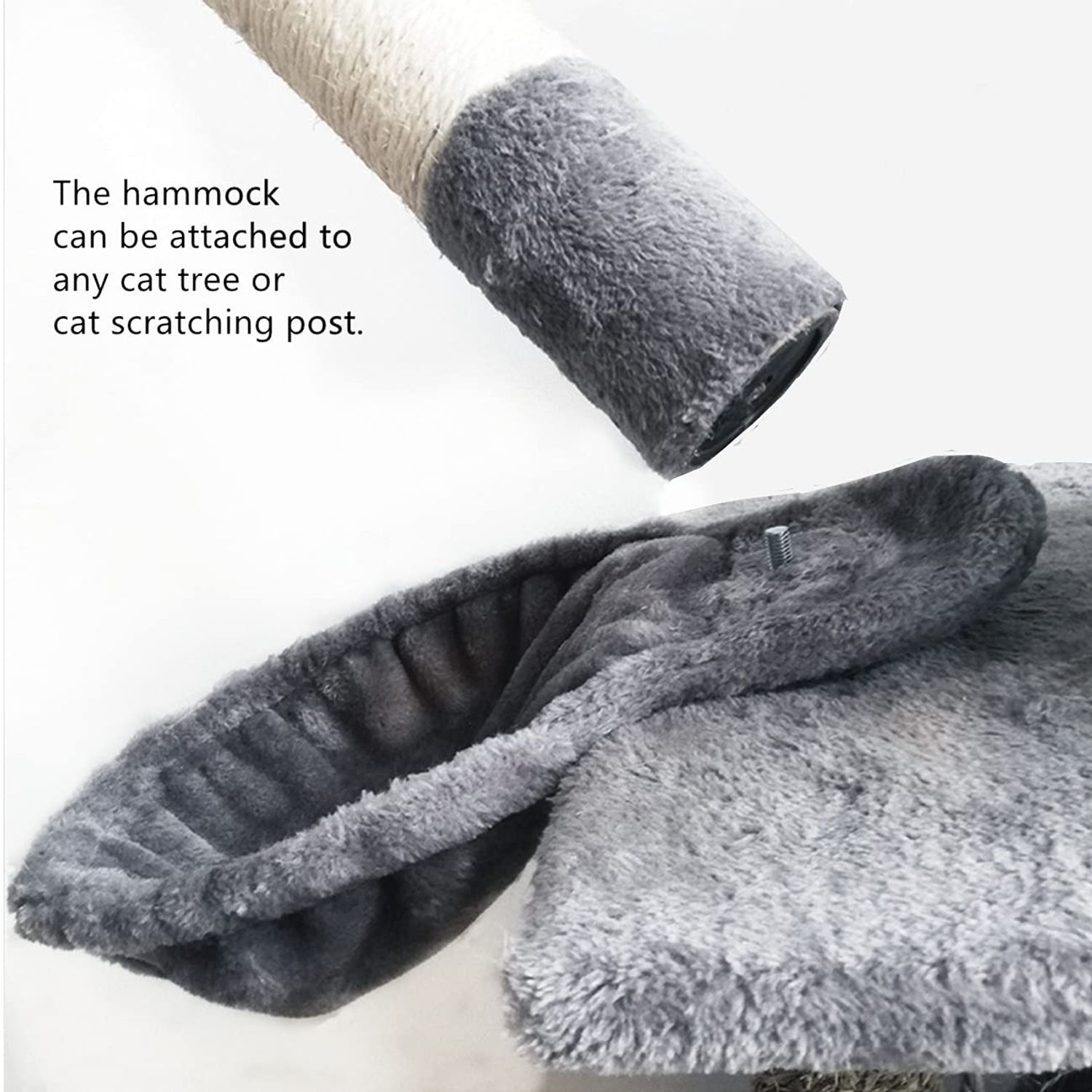 SHENGOCASE 14.6" Large Grey Nest Basket Lounger Hammock Bed for Cat Tree Tower Replacement, 5-Pack Hanging Toys, Cat Tree Accessories Hammock Attachment (Grey)