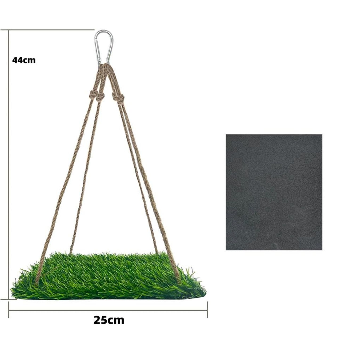 Bird Toys Hammock Swing Hanging Bed Portable Grass Pad Climbing Hanging Hammock for Reptile Bearded Dragon Leopard Gecko Lizard Hamster Iguana (Square)