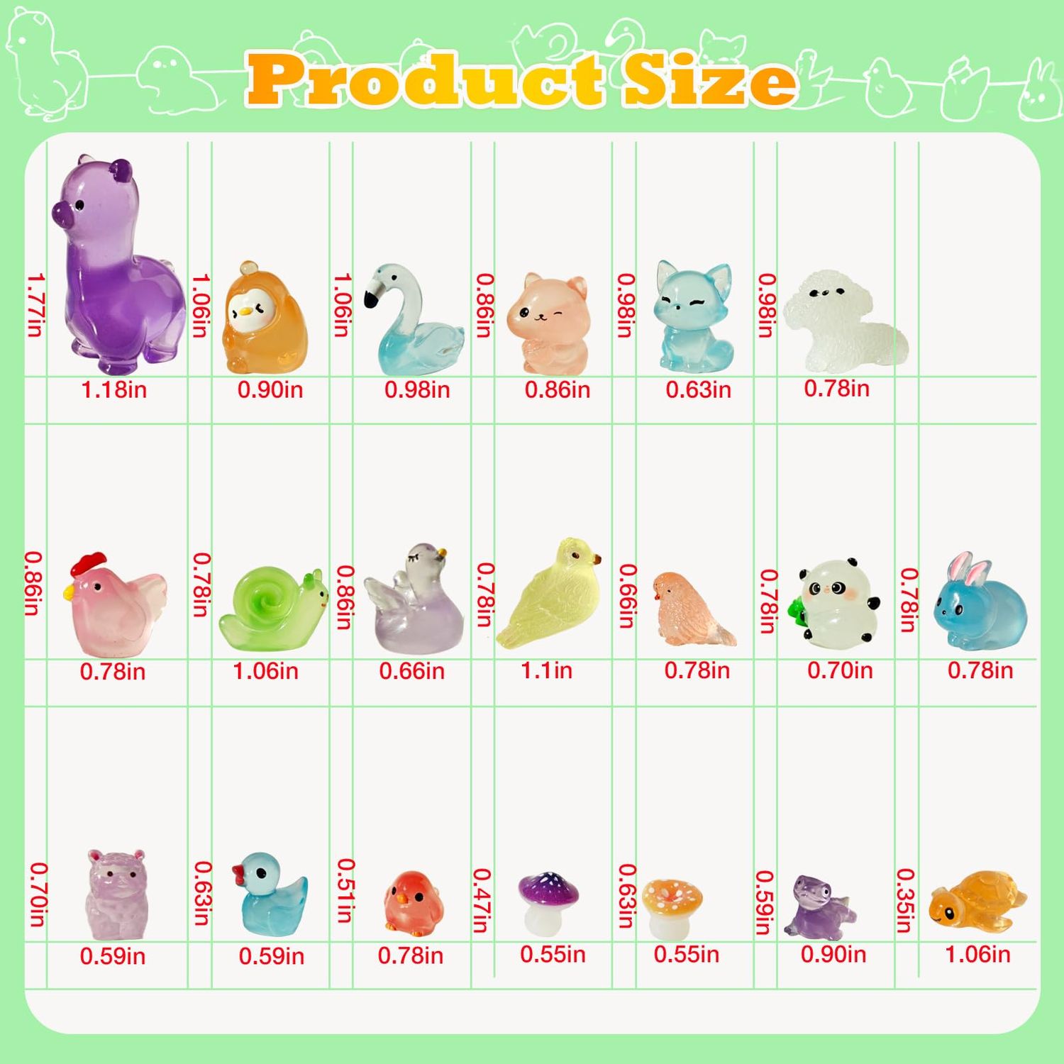 ZITU ISCHYROS Mini Resin Animals 100 Pcs to Hide Tiny Resin Animals Bulk for Miniature Fairy Garden Accessories, Micro Landscape Aquarium Potted Decoration