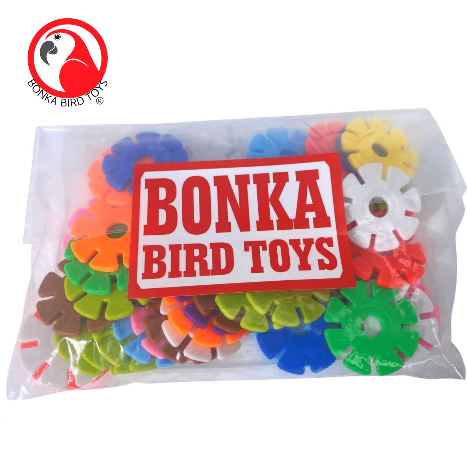 Bonka Bird Toys 3839 Round Snowflakes Bird Toys, Pack 50, 1" Diameter
