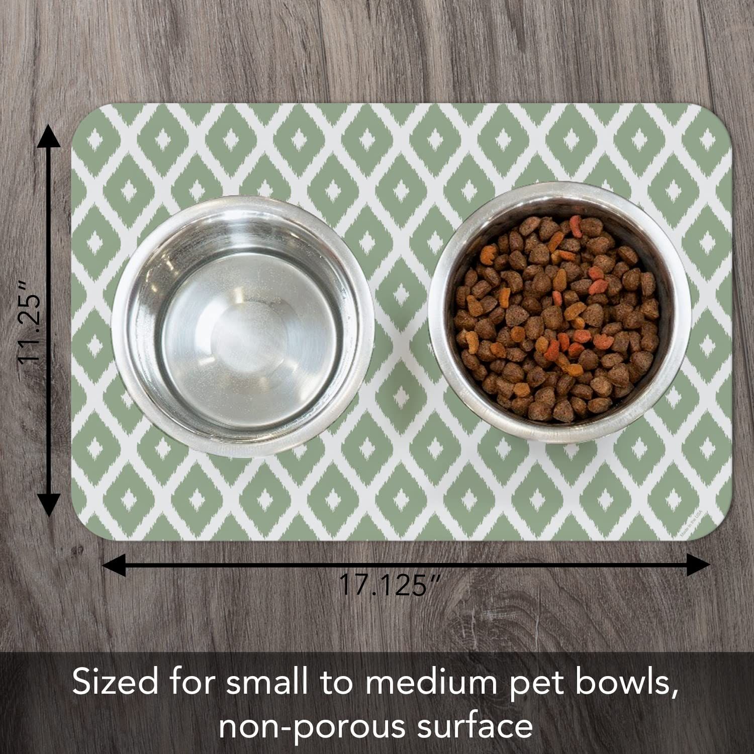 CounterArt Ogee Easy Care Waterproof Pet Placemat 17.13” x 11.25” Made in The USA of BPA Free Plastic, Safe for Pets, Protects Floors from Cat & Dog Bowls