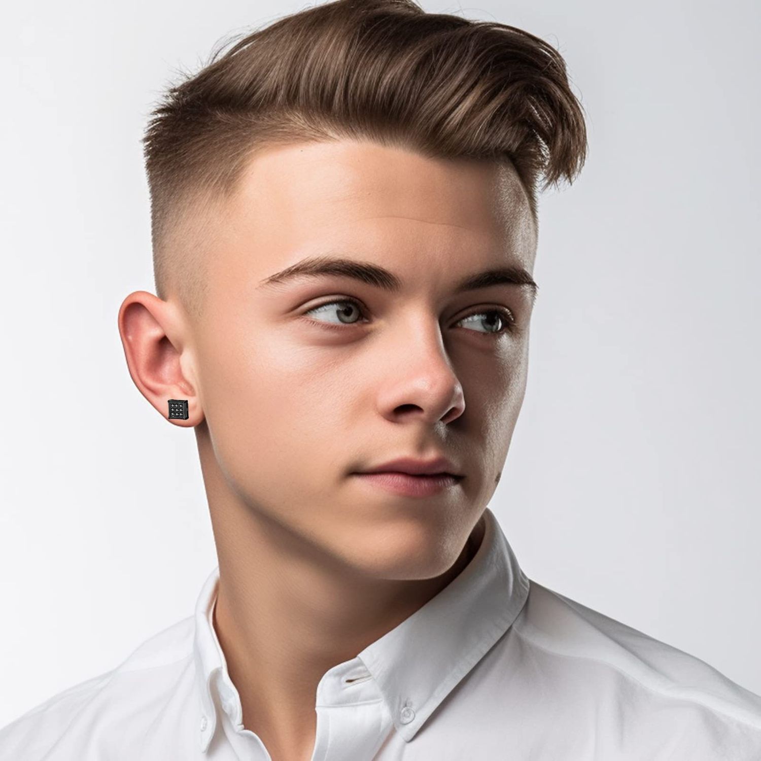 KWUNCCI Earrings for Men, 15 Pairs Men Earrings Hoop, Surgical Stainless Steel Earrings, Black Earrings for Men, Cross Dangle Hoop Earrings Set Fashion Piercing Jewelry