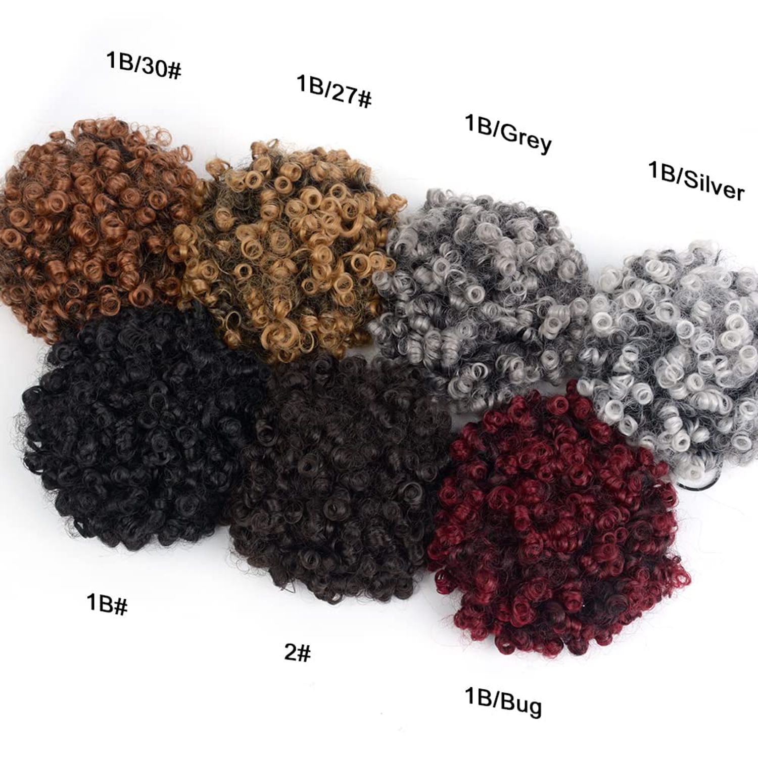 Yinmei Baibian Curly Wavy Afro Puff Drawstring Ponytail Hair Extension for Black Women Loose Wave Short Mini Afro Puff Hairpieces for Girls Kids(1B#)