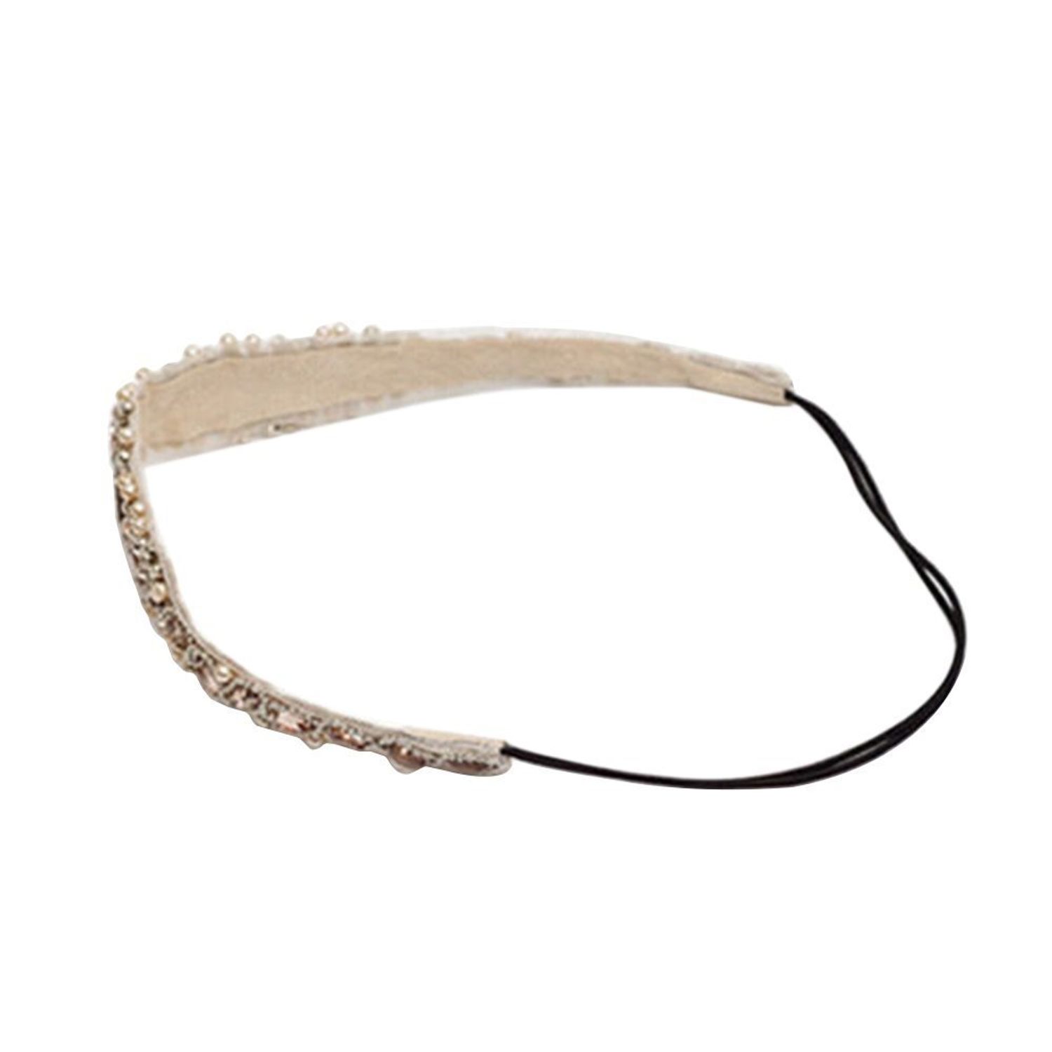 Tvoip Handmade Rhinestone Crystal Bohemia Stylish Crystal Beaded Elastic Fashion Headband (Pack of 1)