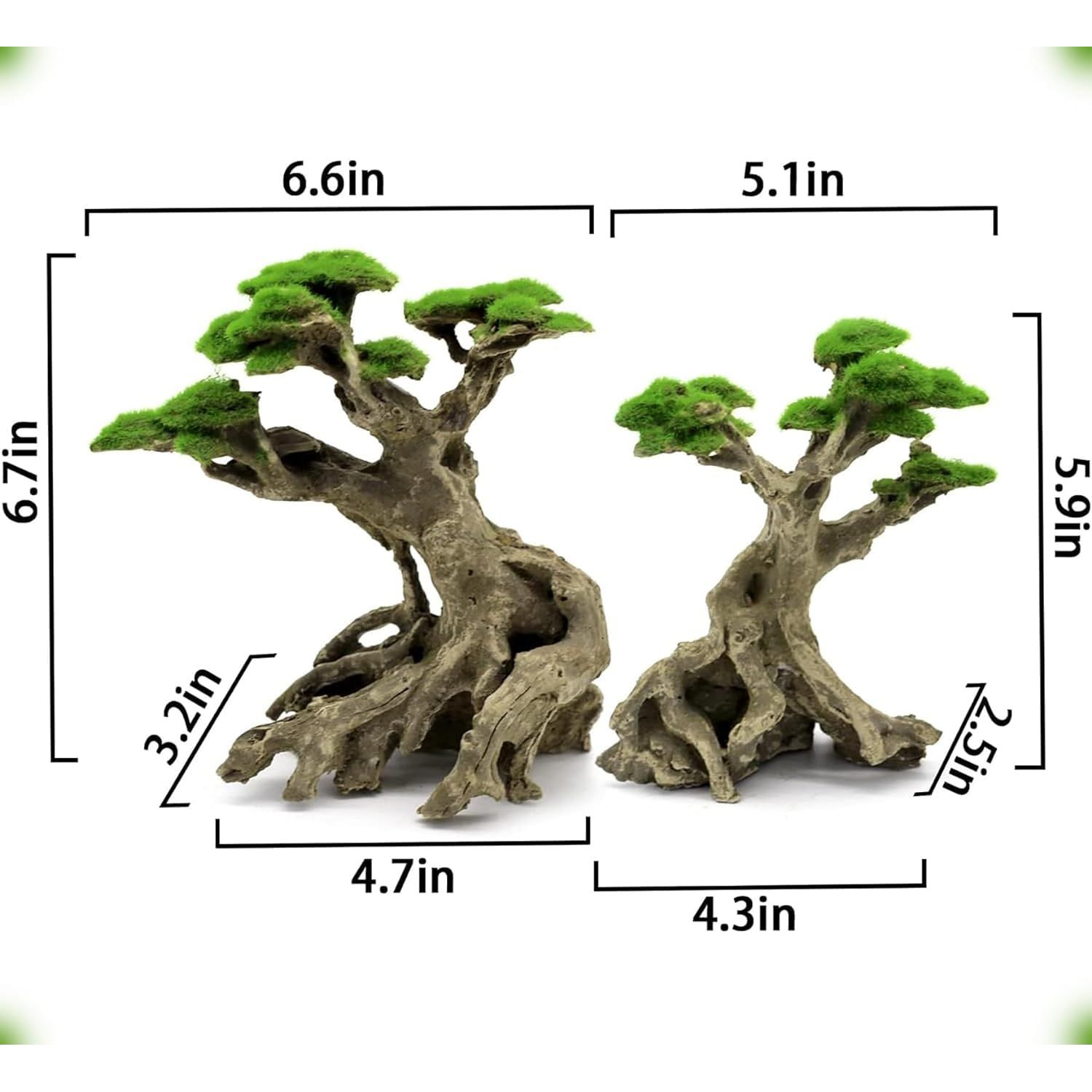 Novelsite Fish Tank Decor- Bonsai Trees with Faux Moss- Aquarium Rocks Aquascaping- Made of Sandstone, Goldfish Betta Fish Tank Decorations Hides Accessories