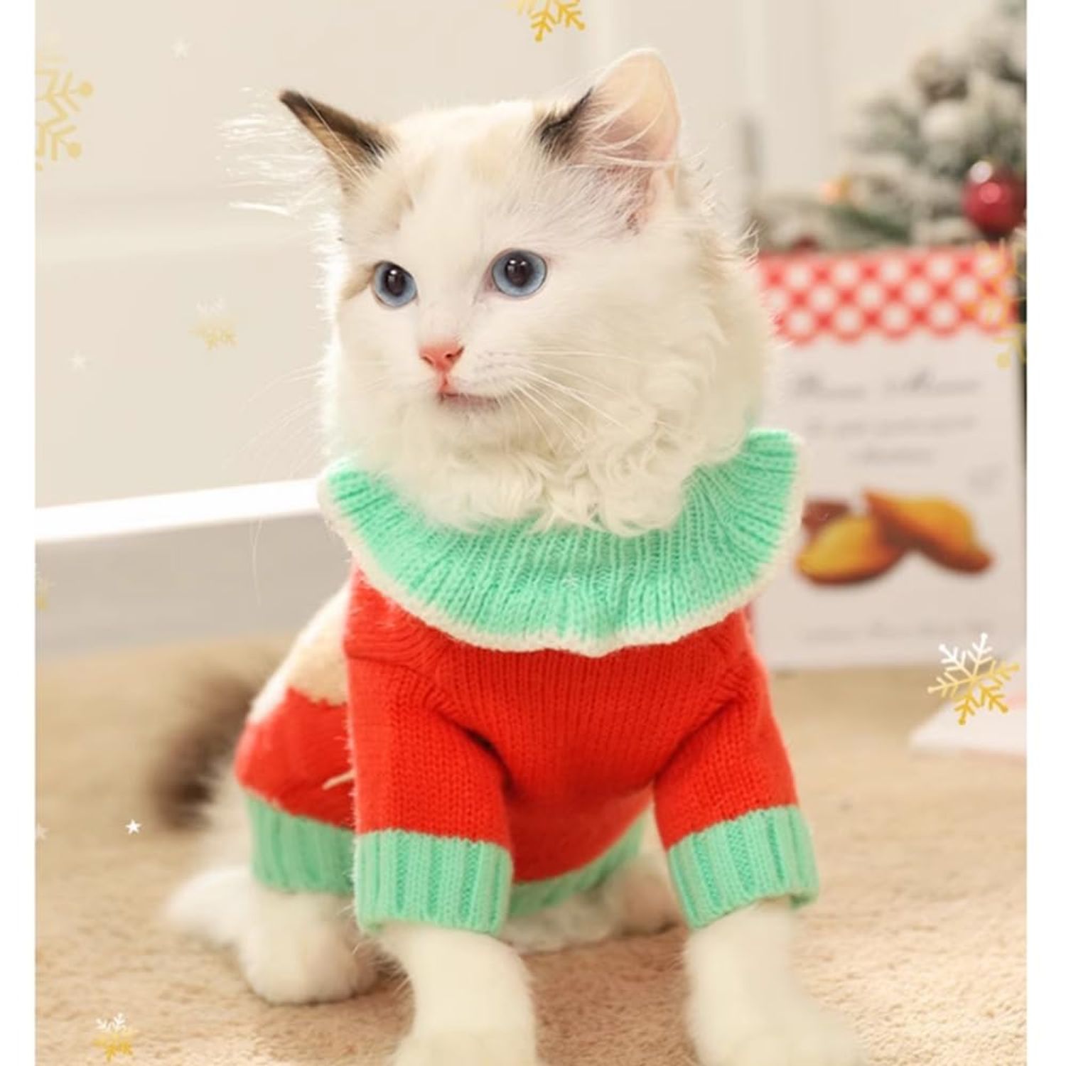 Anelekor Christmas Dog Outfit Red Puppy Sweater for Small Dog Girl Elk Cat Knitwear with Antlers Reindeer Knitted Pet Clothes for Kitten Chihuahua Yorkie Toy Poodle XXS (Elk, Small)