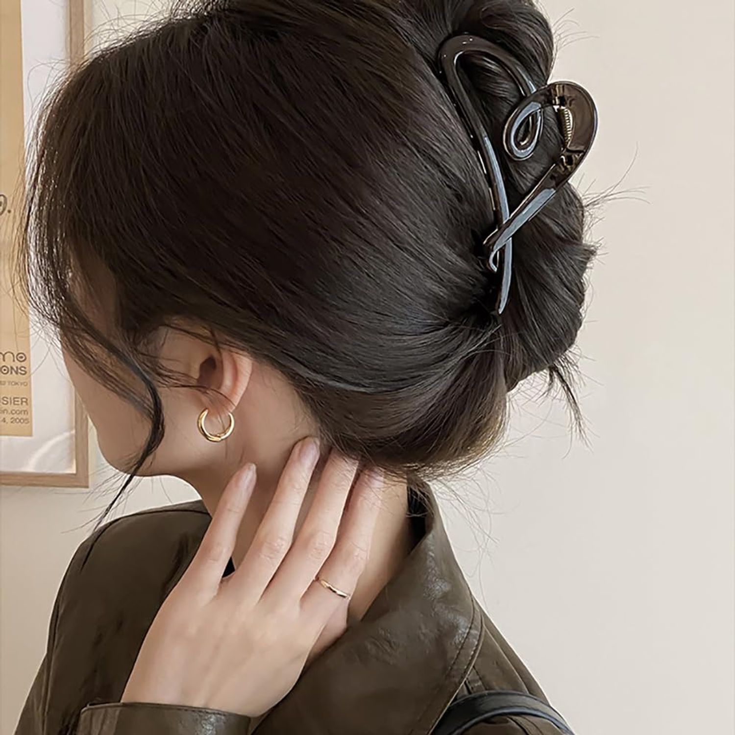 French Heart Hair Claw Clips Non-Slip Hair Clips for Women French Glossy Heart Shaped Plastic Hair Barrettes for Hair Styling Hair Supplies Decorations 3Pcs