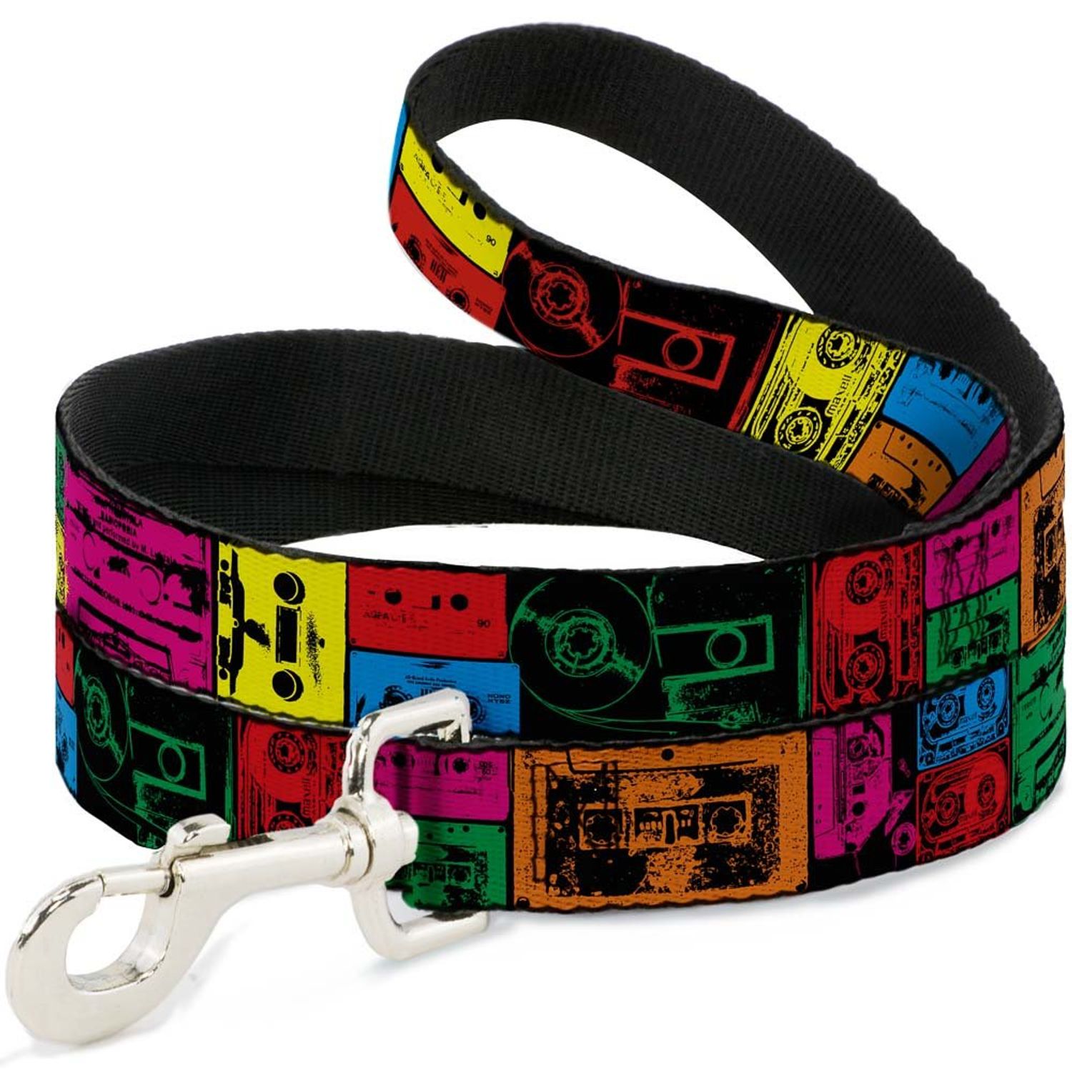 Buckle-Down Pet Leash - Tapes Multi Neon - 4 Feet Long - 1.5" Wide