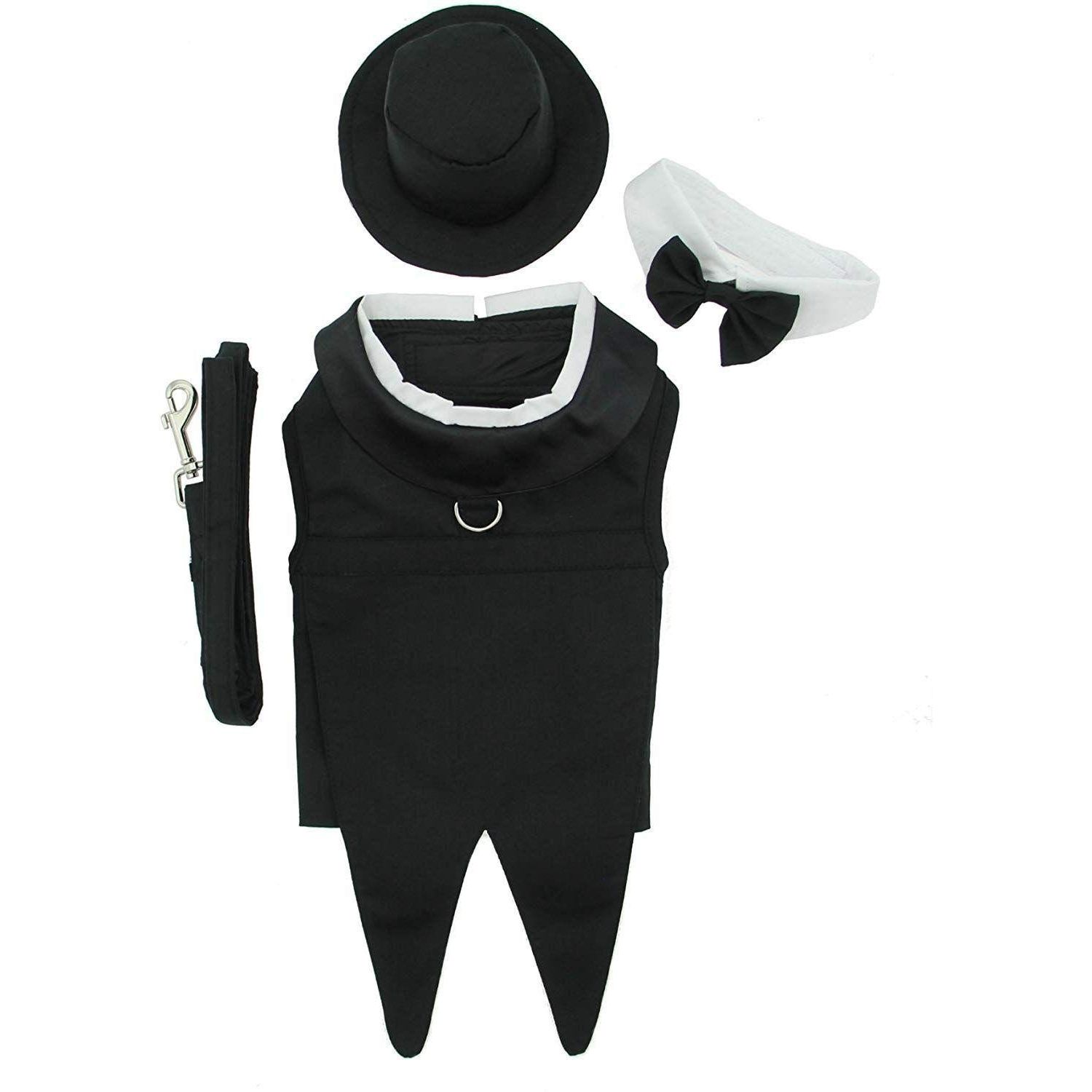 DOGGIE DESIGN Dog Tuxedo w/Formal Tails- Black, XL (Chest 21-26")