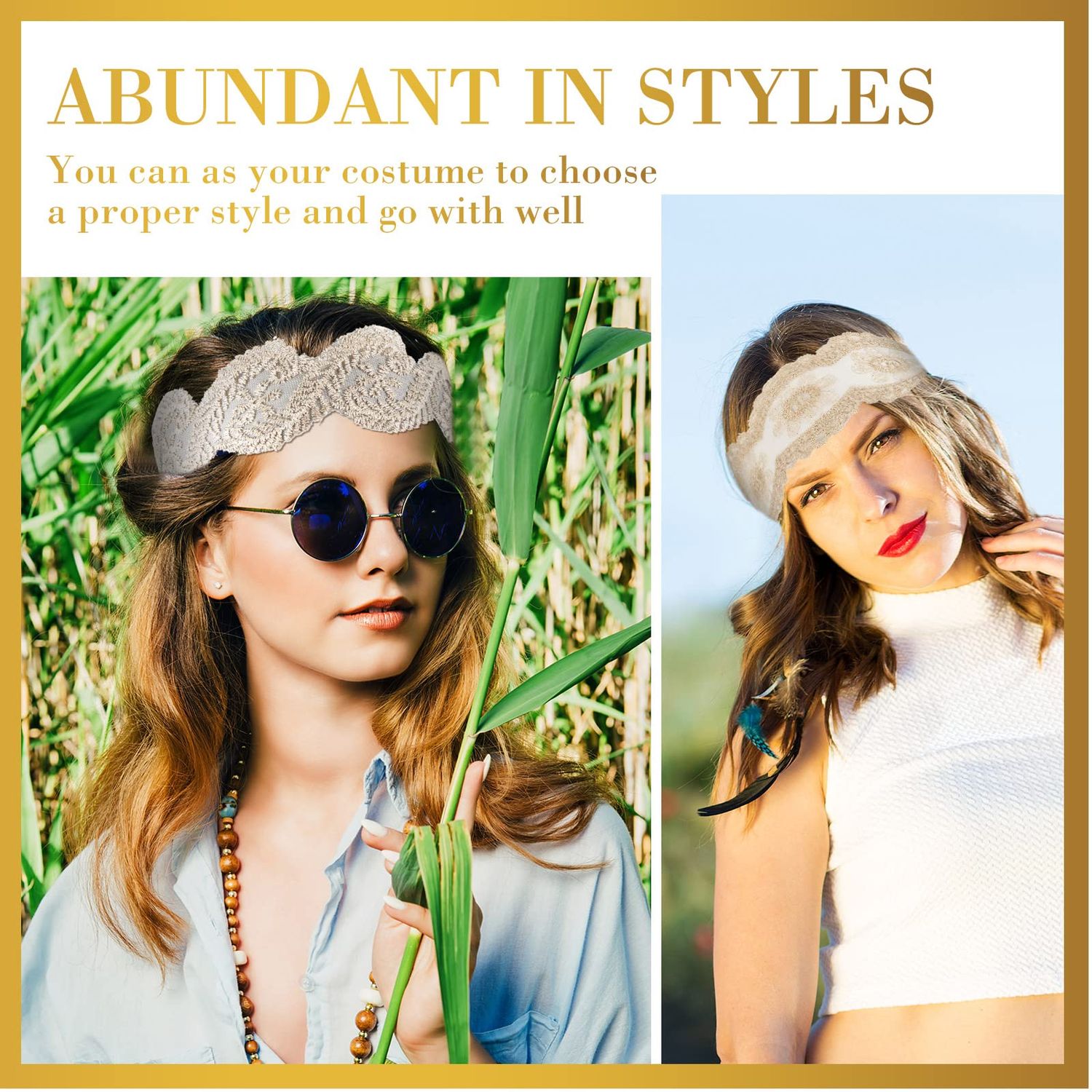 10 Pieces Lace Headbands for Women Elastic Dressy Women Headbands Cute Lace Stretch Headbands Cloth Elegant Headband Women Hair Accessories Headbands Lace Hairbands Wide Headwrap for Girls Teens