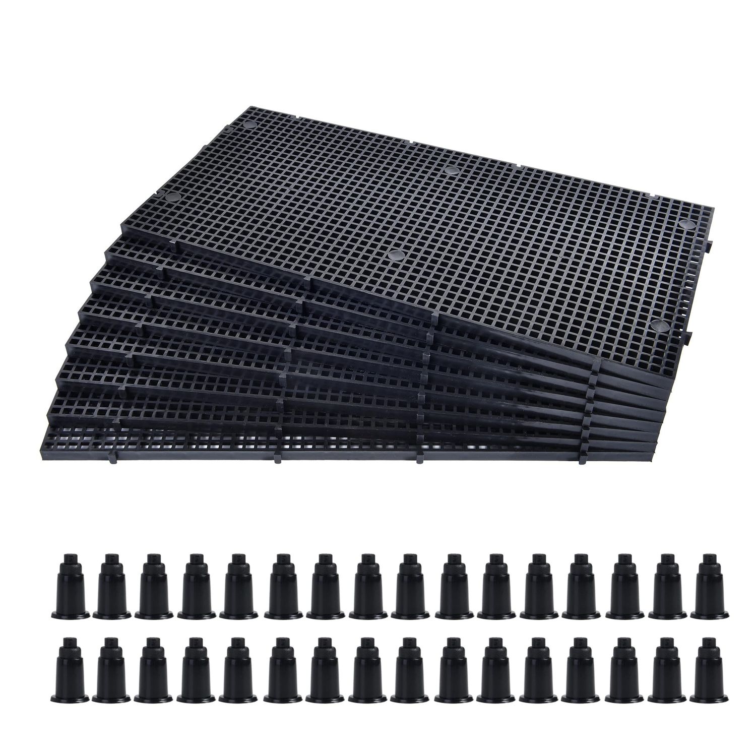 ALEGI Plastic Grid Divider Tray Egg Crate Louvre Aquarium Fish Tank Bottom Isolation with Bracket (8pcs Black)
