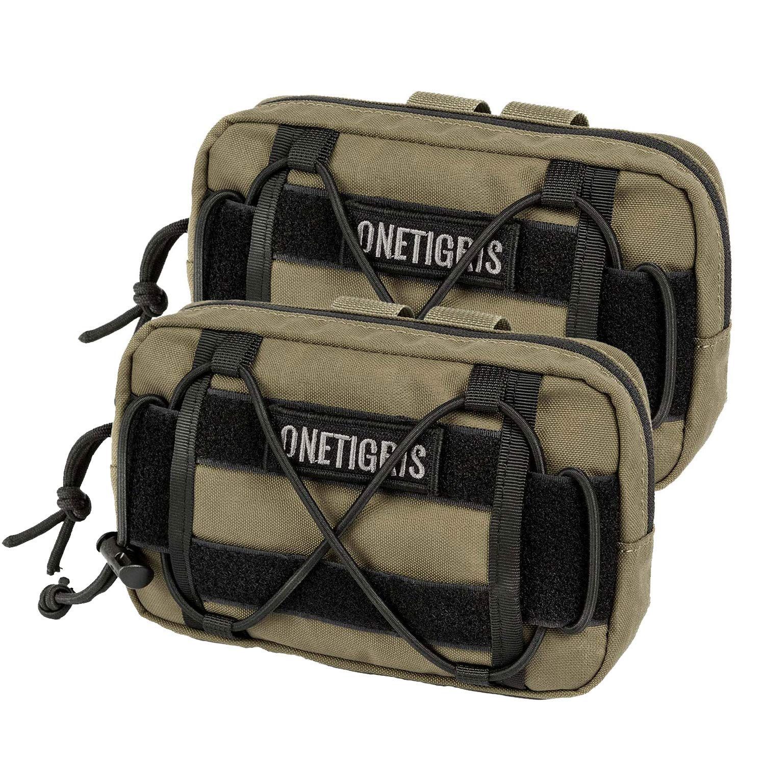 OneTigris Service Dog Vest Harness Saddle Bag Backpack Pouch, Emotional Support, Service Dog in Training,EDC Horizontal MOLLE Pouch for Tool Treat Med(2 Pack, Coyote Brown)
