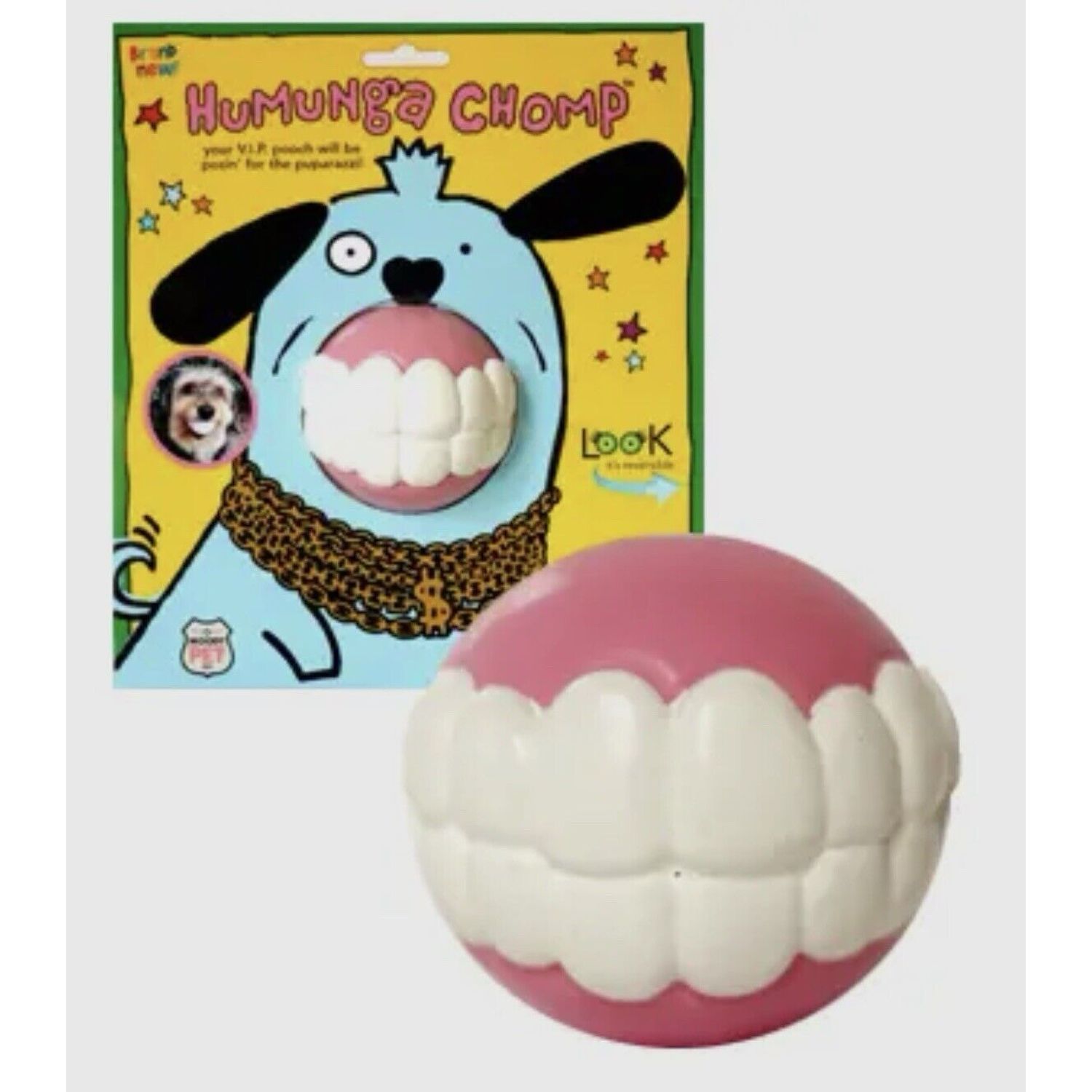 HUMUNGA Teeth Bling Funny Teeth Rubber Pet Dog Toy Fetch Ball Medium/Large