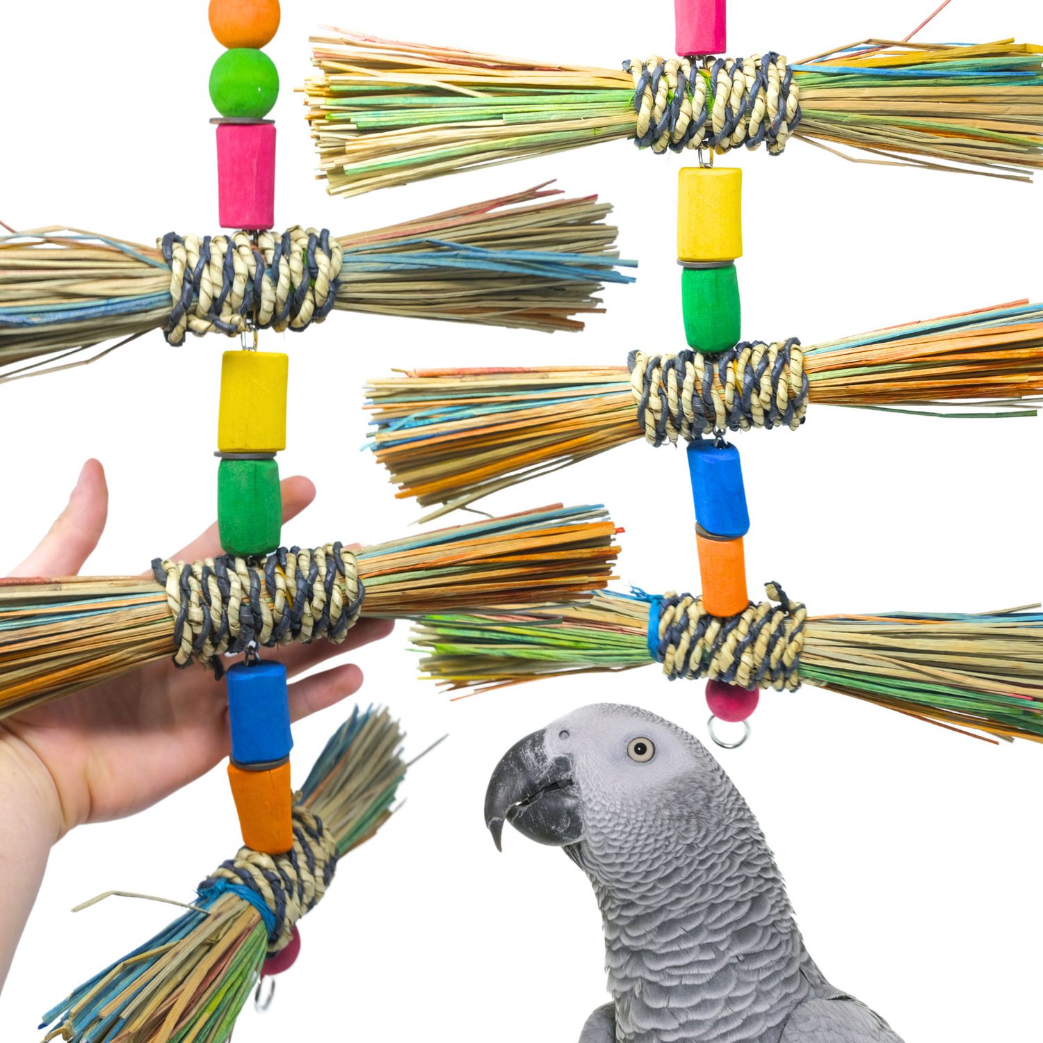 Bonka Bird Toys 2661 Straw Stepper Natural Chew Preen Peck Parrot Cage Toy Pet