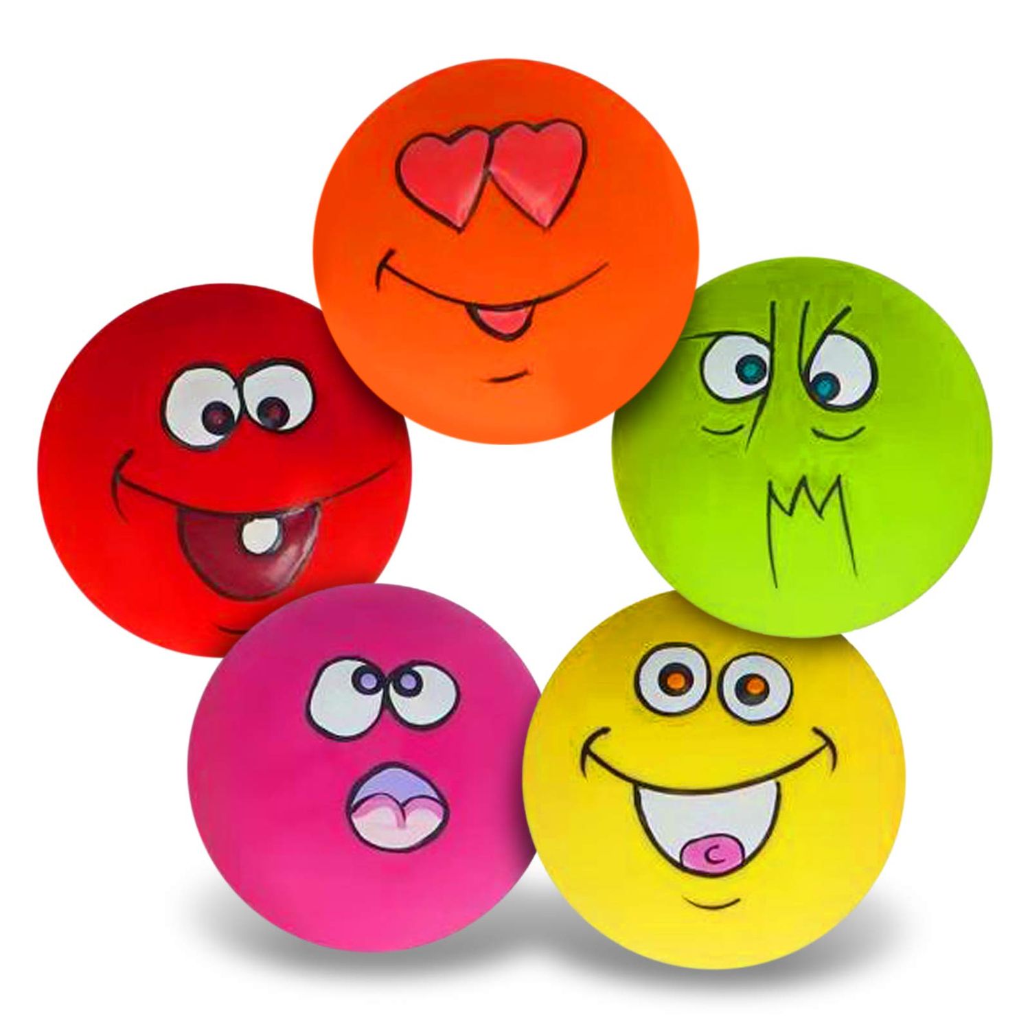 N-S Dog Toy,Squeaky Dog Toys Chewing Durable Teething Latex Rubber Soft Interactive Fetch Play Dog Balls with Funny Face for Puppy Small Medium Pet Dog (5PCS), 2.16x2.16x1.18 Inch