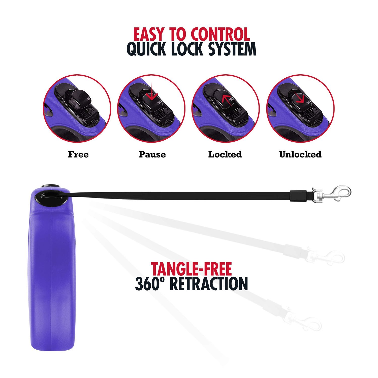 Tuff Pupper Heavy Duty Retractable Dog Leash | 16 ft Dog Leash with Reflective Stitching for Nighttime Safety | One Button Lock and Release | Comfortable Hand Grip | for Dogs Up to 120 lbs