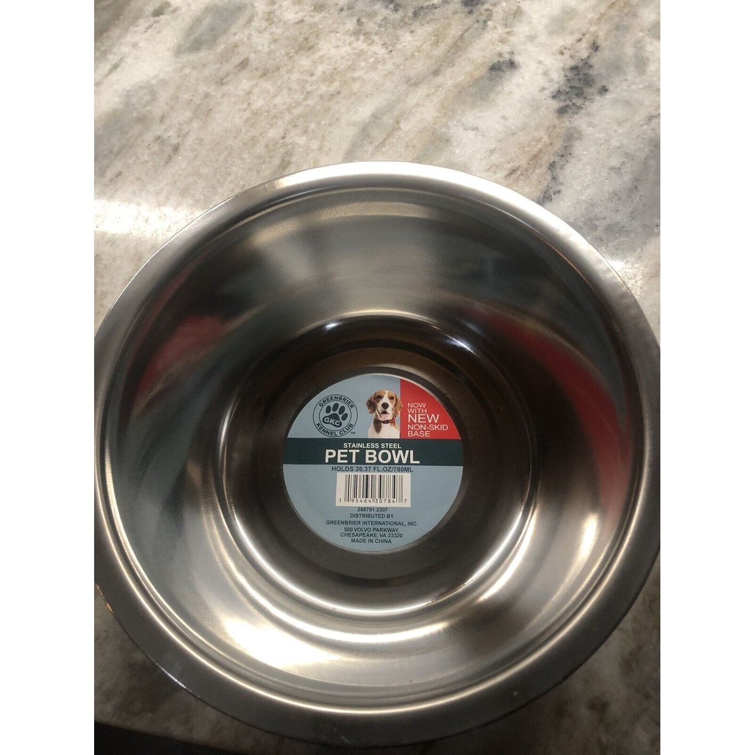Stainless Steel Blue Animal Print Pet Bowl -Holds 26.37floz./780ml