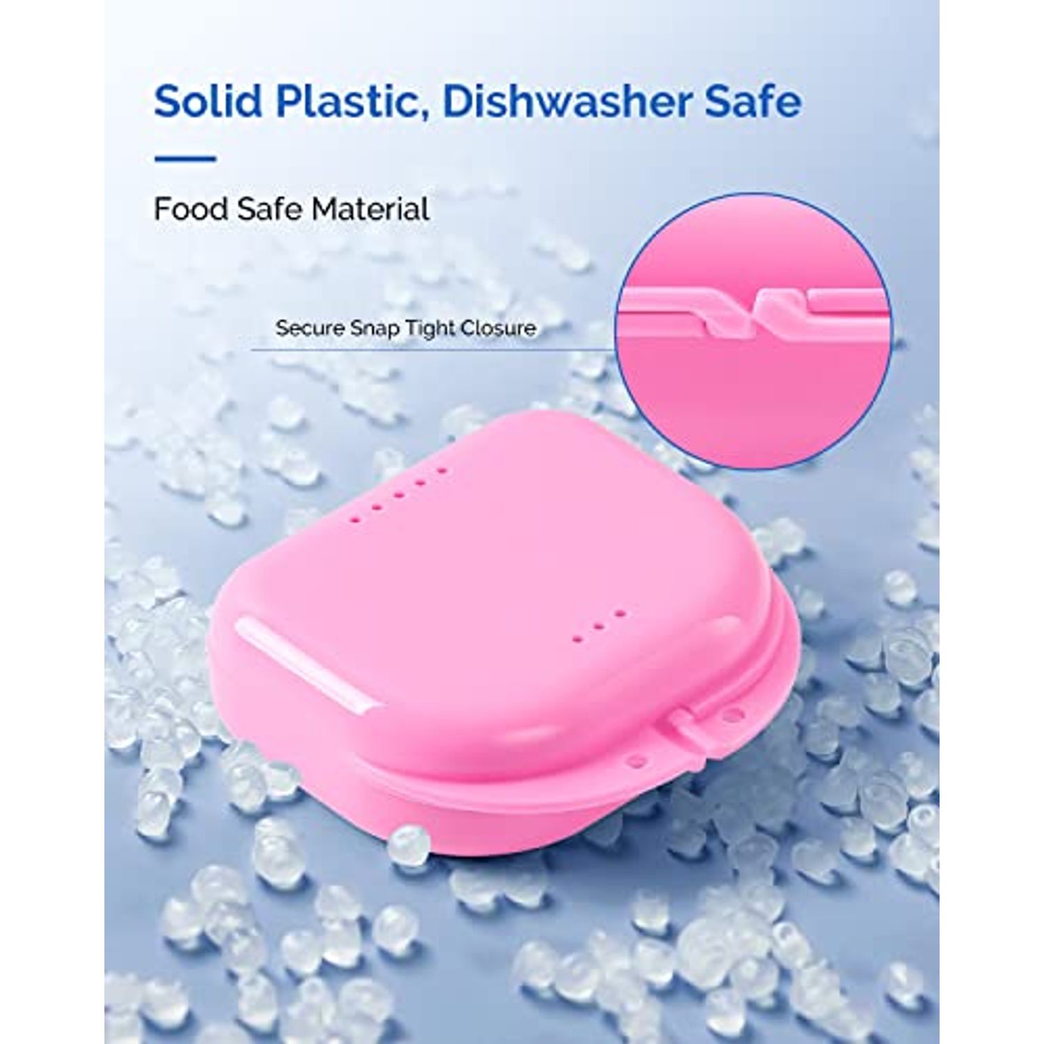 JMU Retainer Case with Vent Holes, 4 Pack, Mouth Guard Case with Tight Snap Closure, Orthodontic Denture Storage Container for Invisalign, Aligners, Night Guards, Retainer Box Dishwasher Safe