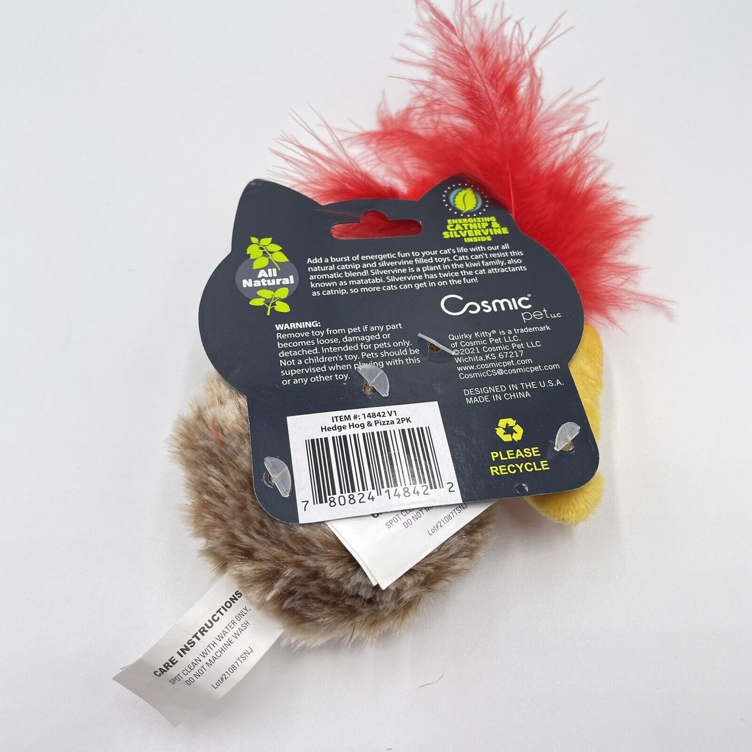 Quirky Kitty Hedge Hog & Pizza All Natural Catnip Cat Toys Pet Toy New