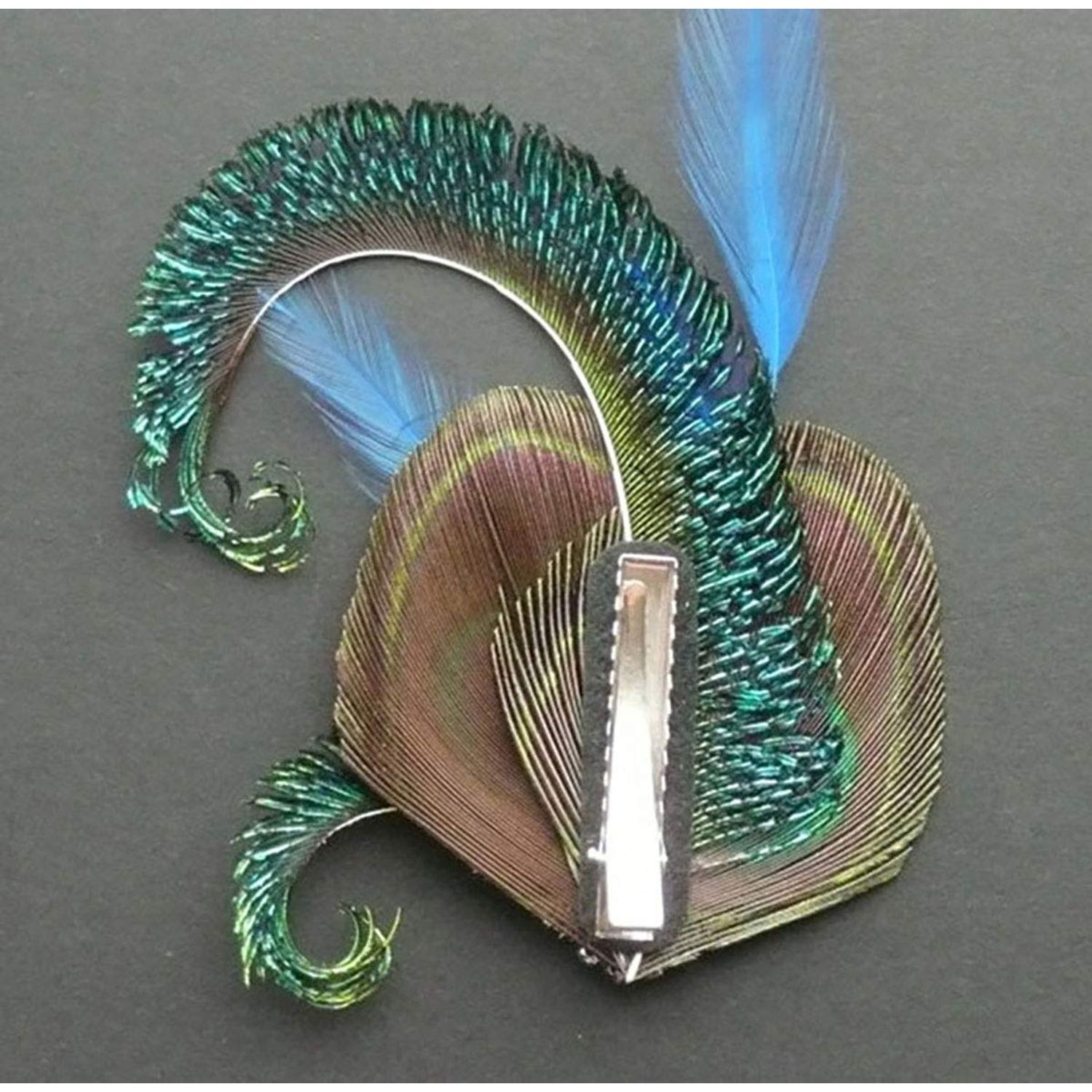 Handmade Bohemian Peacock Feather Hair Clip Hair Accessory Elegant Showgirl Headpiece Hair Pin Wedding Dance Party Headwear Headdress (E#)